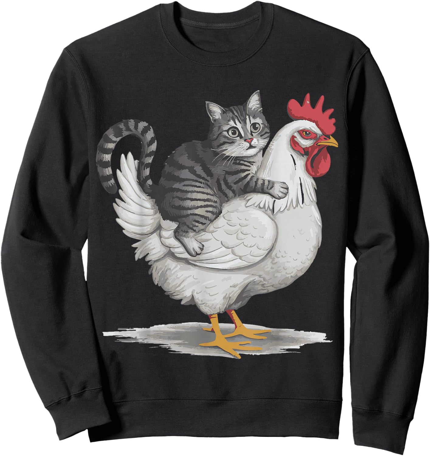 Cat Riding Chicken Sweatshirt - Sweatshirt | Black
