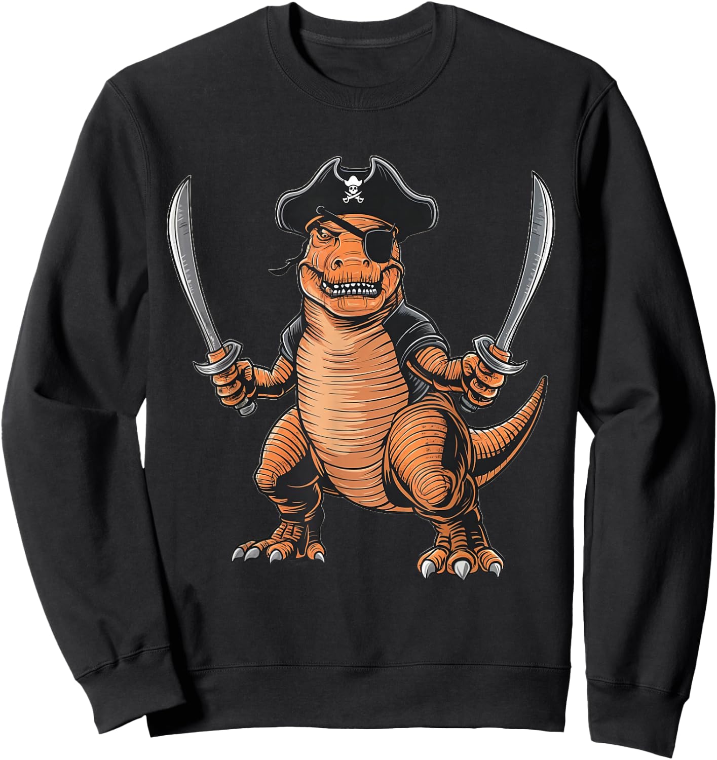 Pirate Dinosaur T Rex Funny Halloween Tyrannosaurus Costume Sweatshirt - Sweatshirt | Black