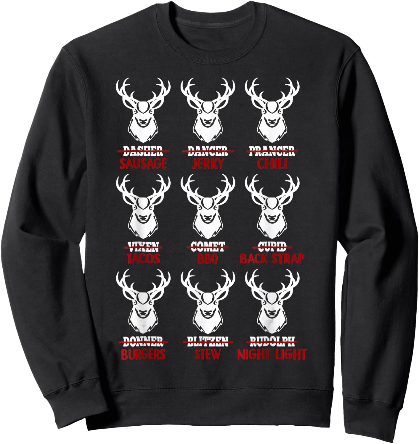 Funny Christmas Deer Bow Hunting Santa Men Women Hunter Sweatshirt - Sweatshirt | Black