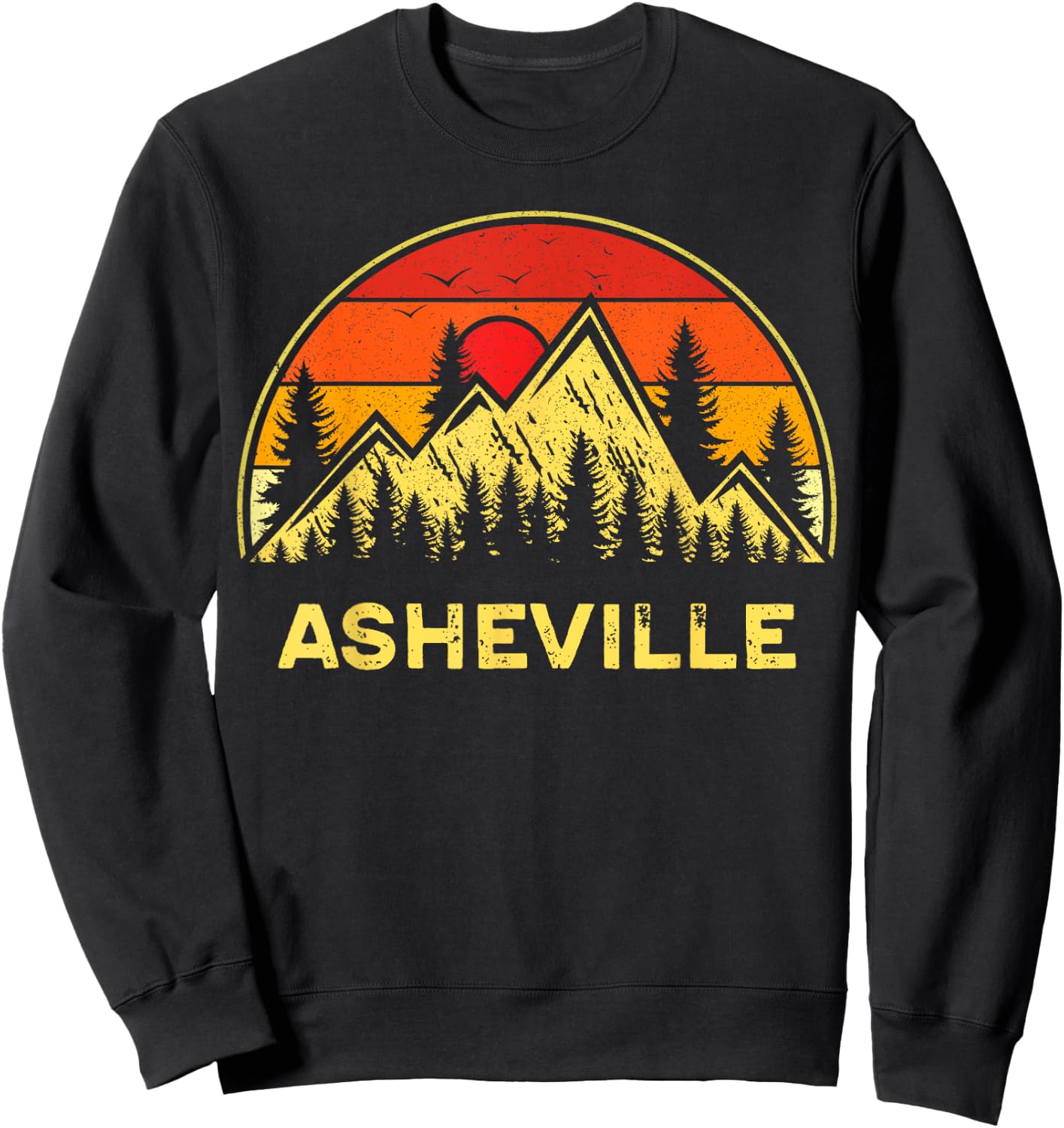 Retro Asheville North Carolina NC Mountains Hiking Souvenir Sweatshirt - Sweatshirt | Black