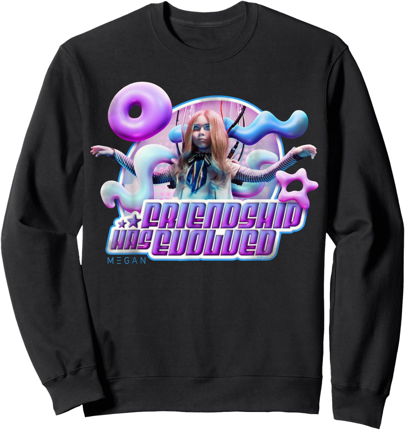 M3GAN Friendship Has Evolved Y2K Cyber Pop Style Sweatshirt - Sweatshirt | Black