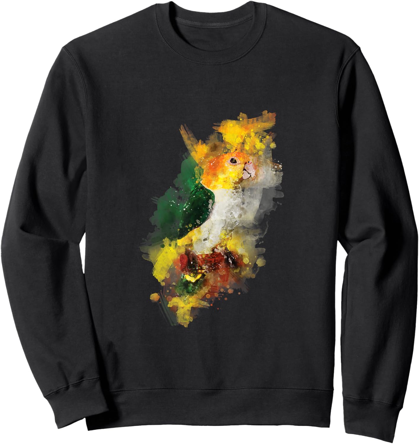 Watercolor Caique Parrot Sweatshirt - Sweatshirt | Black