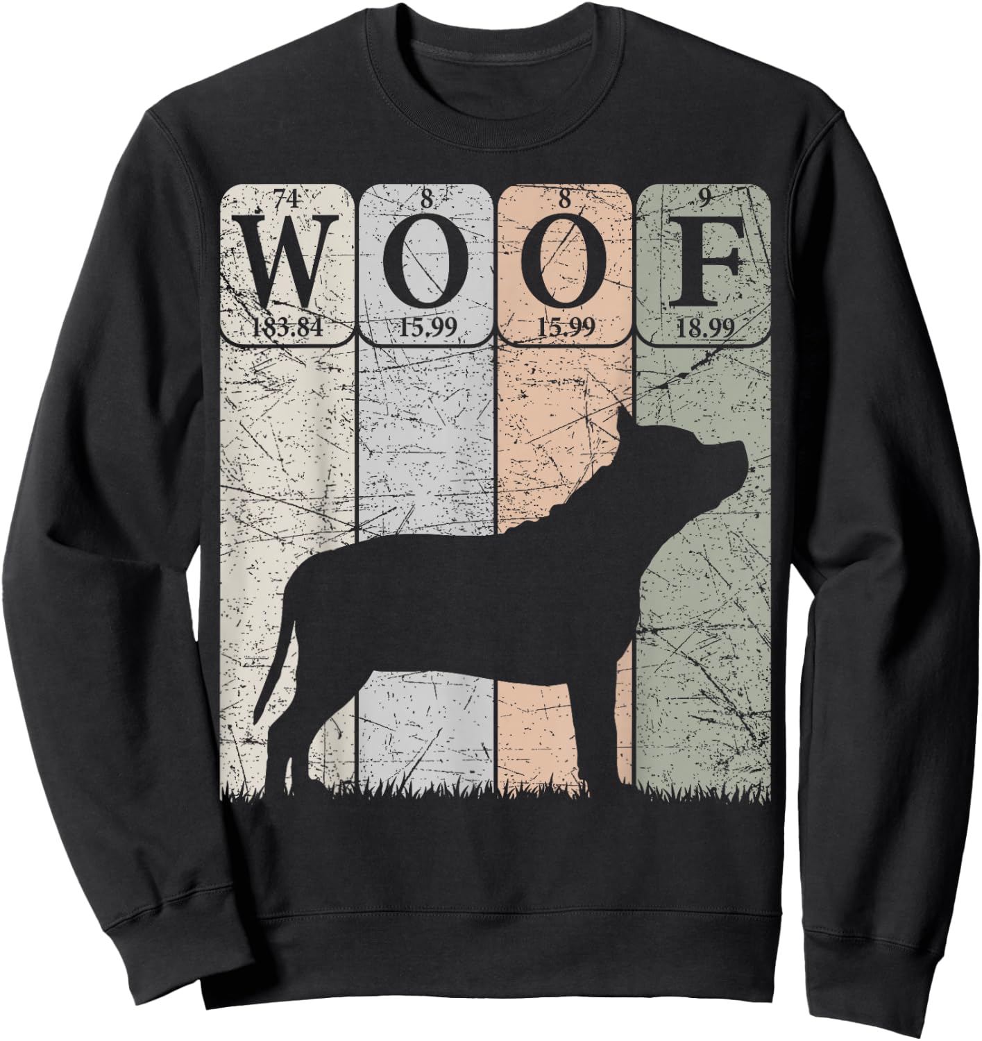 Staffordshire Bull Terrier Periodic Table Elements Woof Sweatshirt - Sweatshirt | Black