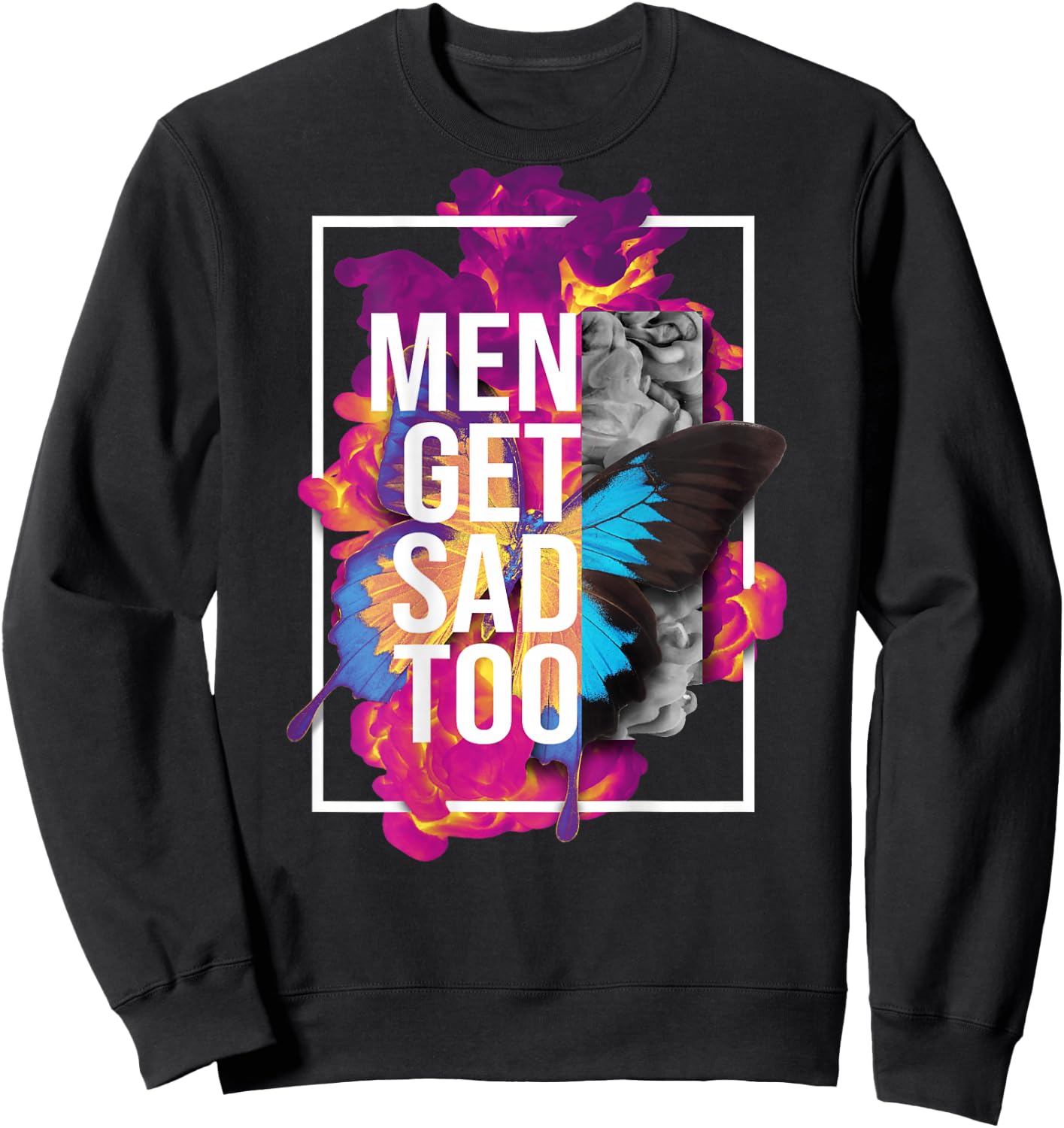 Backprint Vintage Men get sad too Sweatshirt - Sweatshirt | Black