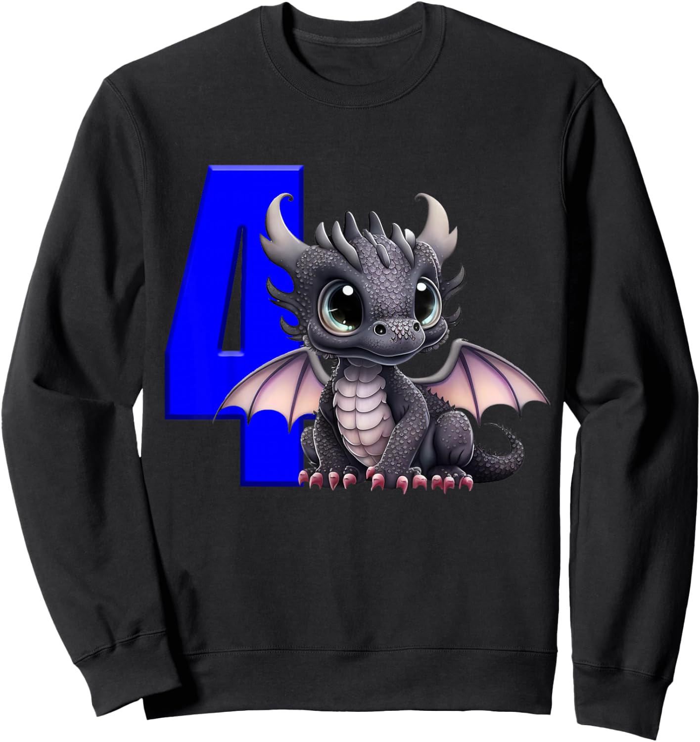4th Birthday Shirt Dragon Party Birthday Boy Toddler Four Sweatshirt - Sweatshirt | Black