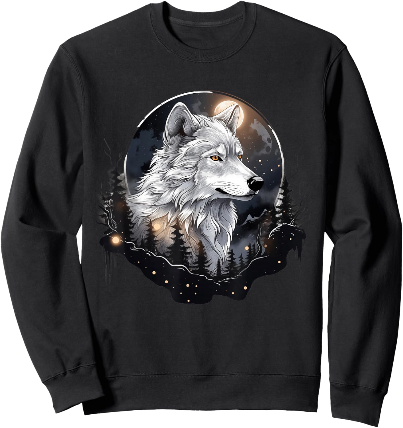 Enchanted Moonlight in Wolfswald , black Sweatshirt - Sweatshirt | Black