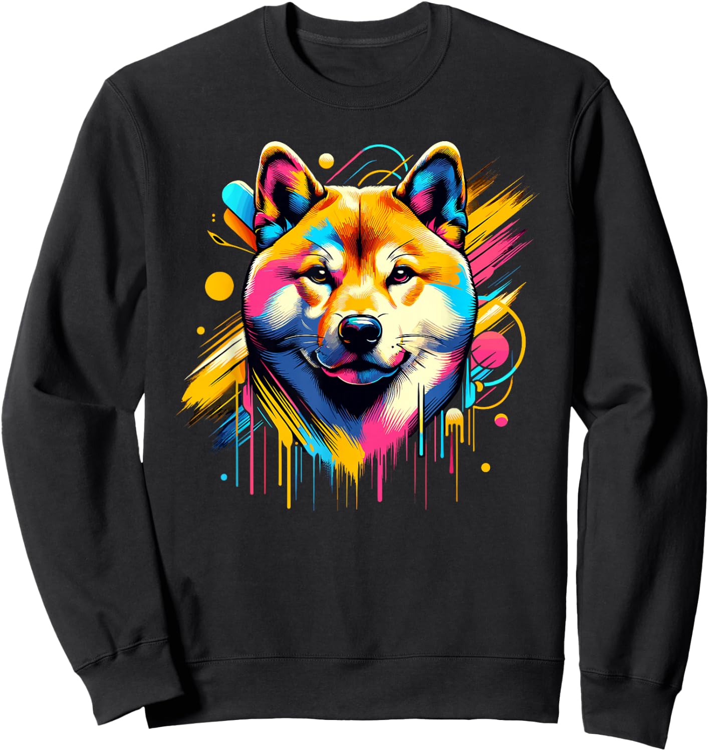 Splash Art Japanese Shiba Inu , Black, S Sweatshirt - Sweatshirt | Black