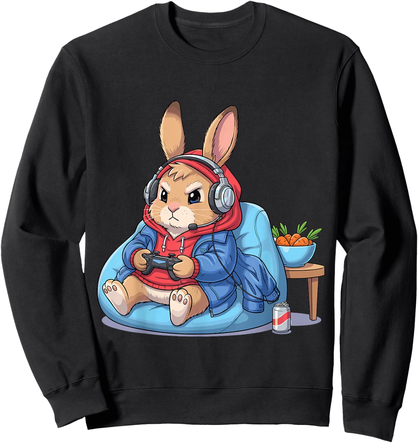 Gamer Bunny Rabbit Video Game Funny Shirts Women Sweatshirt - Sweatshirt | Black