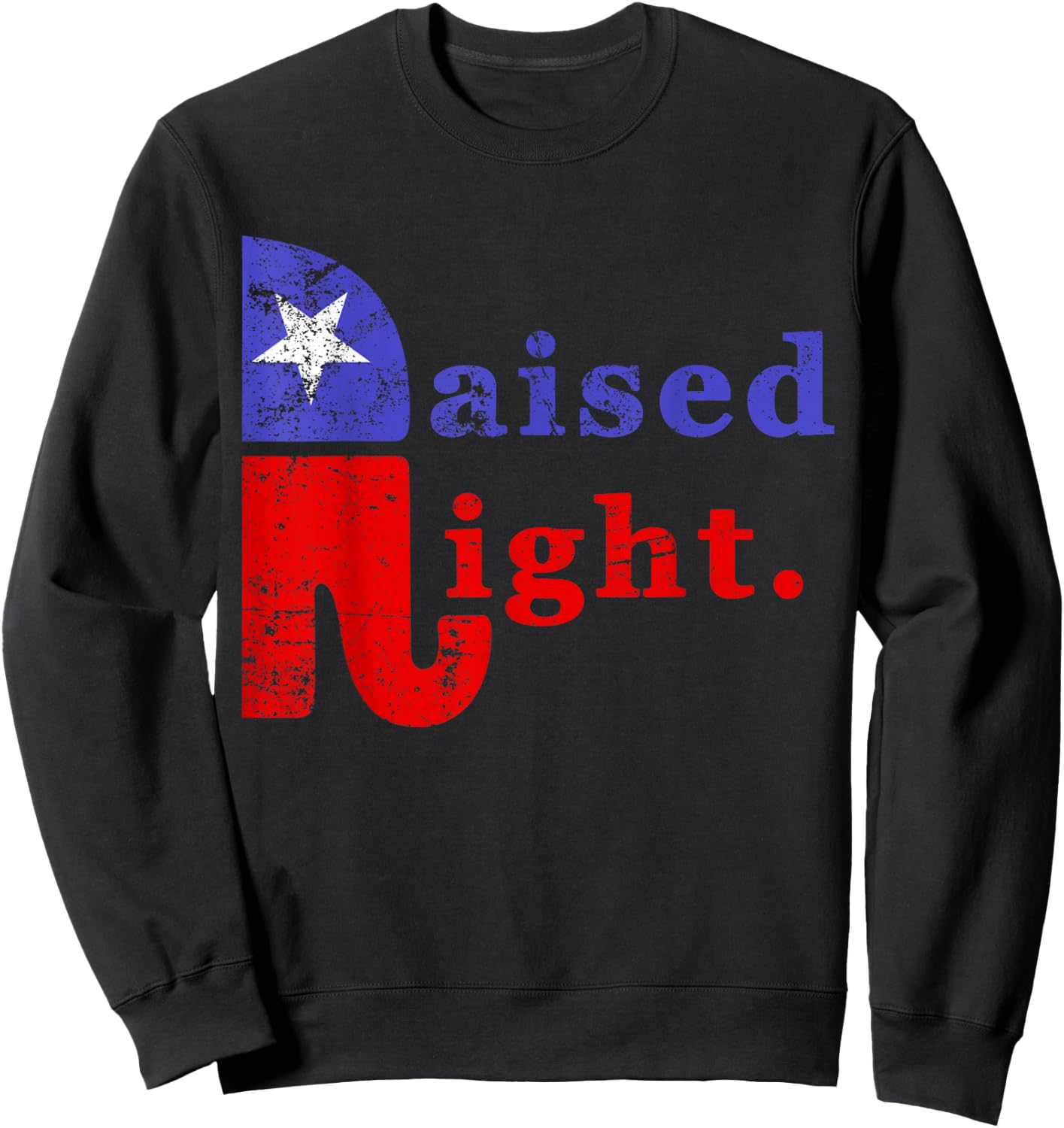 Raised Right Republican Elephant Retro Style Distressed Sweatshirt - Sweatshirt | Black