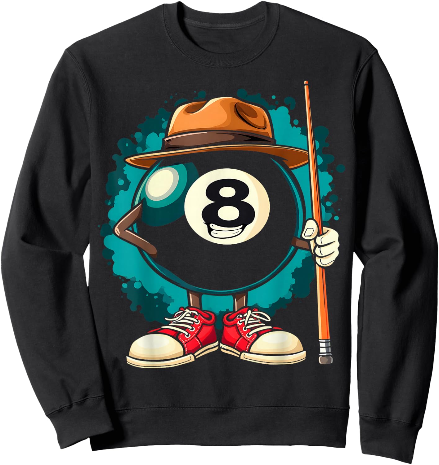 Cool 8 Ball Character Funny Billiards Sweatshirt - Sweatshirt | Black