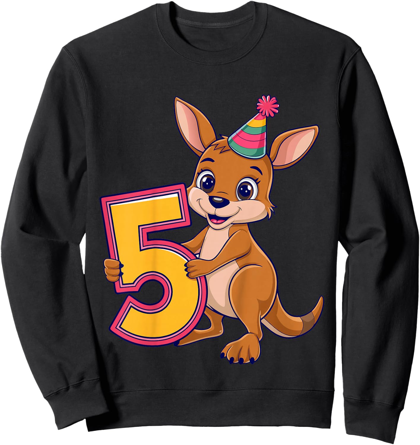 5th Birthday Kangaroo Kids Sweatshirt - Sweatshirt | Black