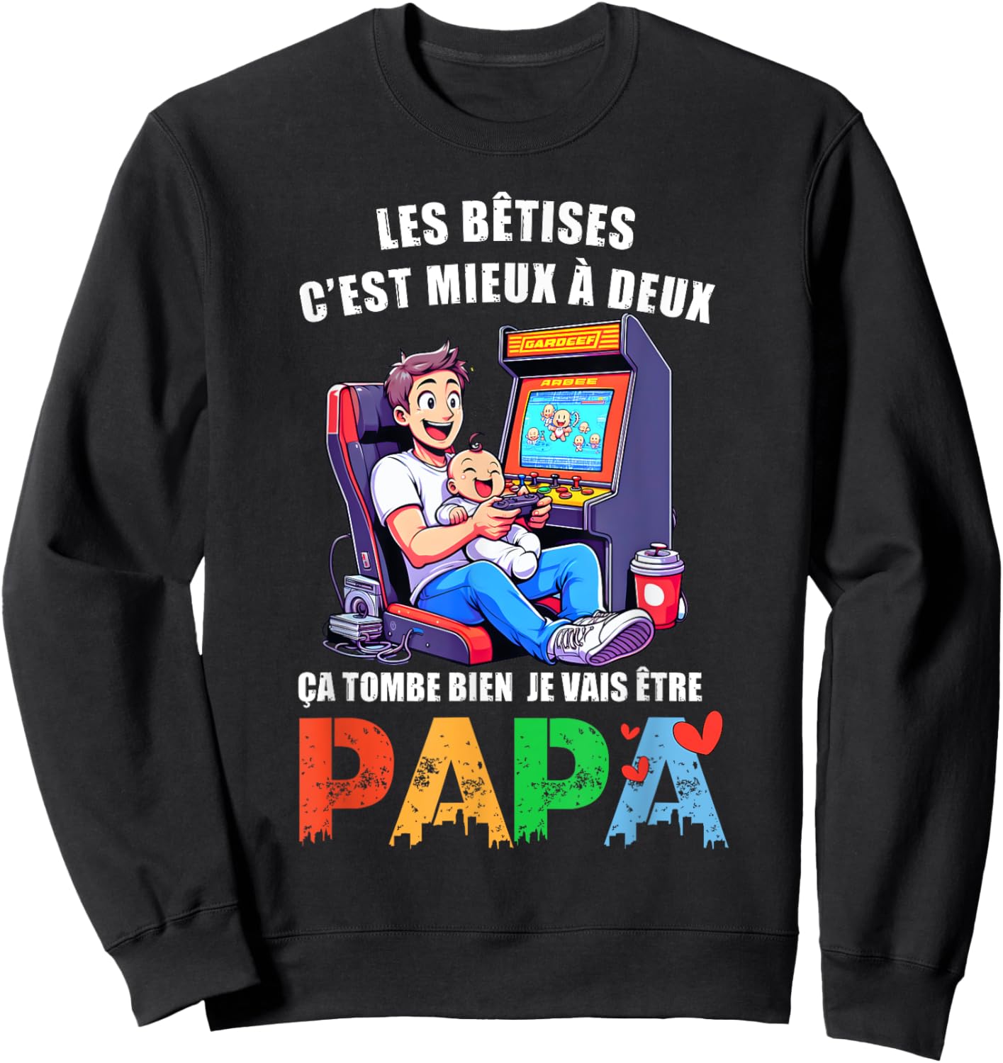 Man Dad 2025 Announcement Pregnancy Original Humor Future Dad Gamer , Black, S Sweatshirt - Sweatshirt | Black