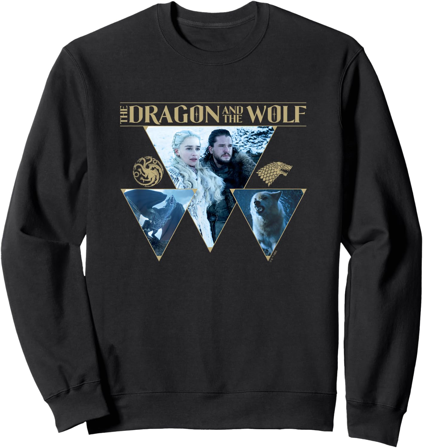 Game Of Thrones The Dragon & The Wolf House Words Panels Sweatshirt - Sweatshirt | Black