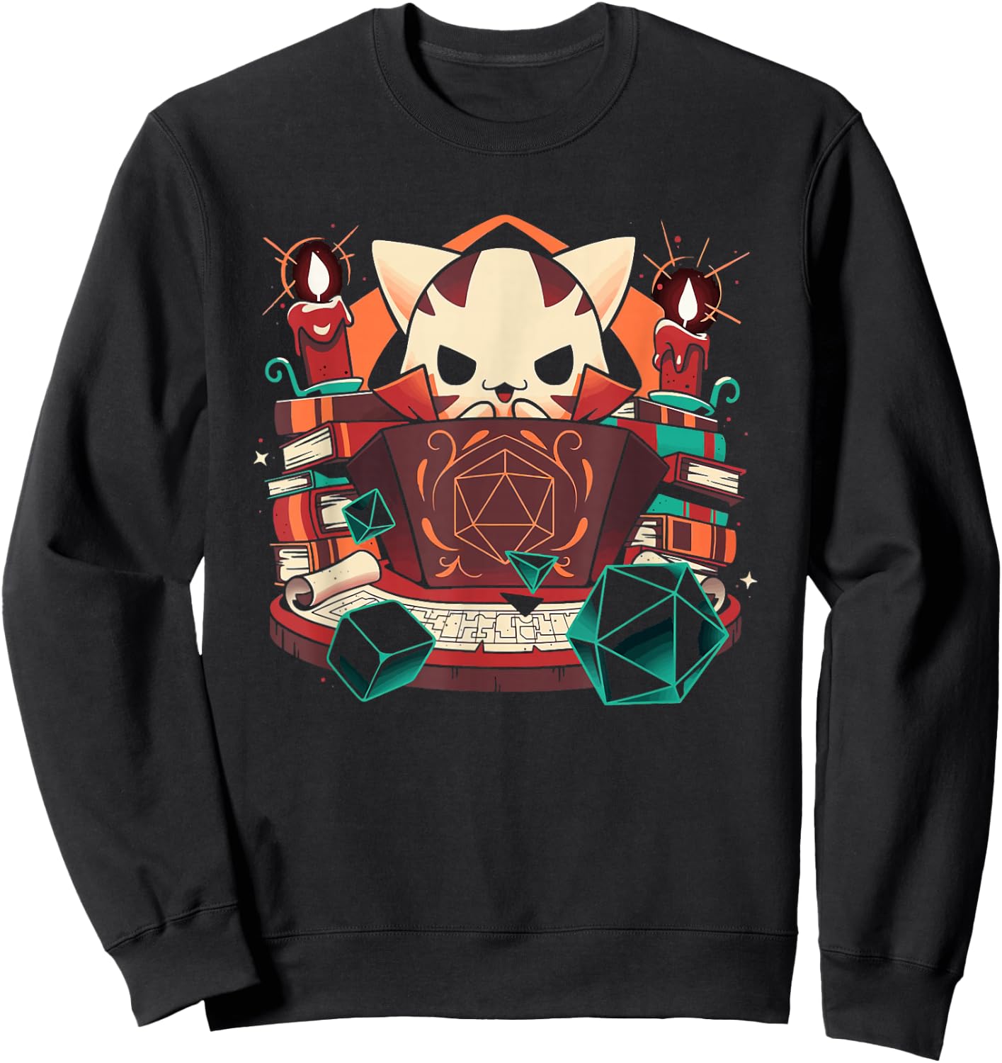 Dungeon and Cats Tabletop Gaming Role Player Sweatshirt - Sweatshirt | Black