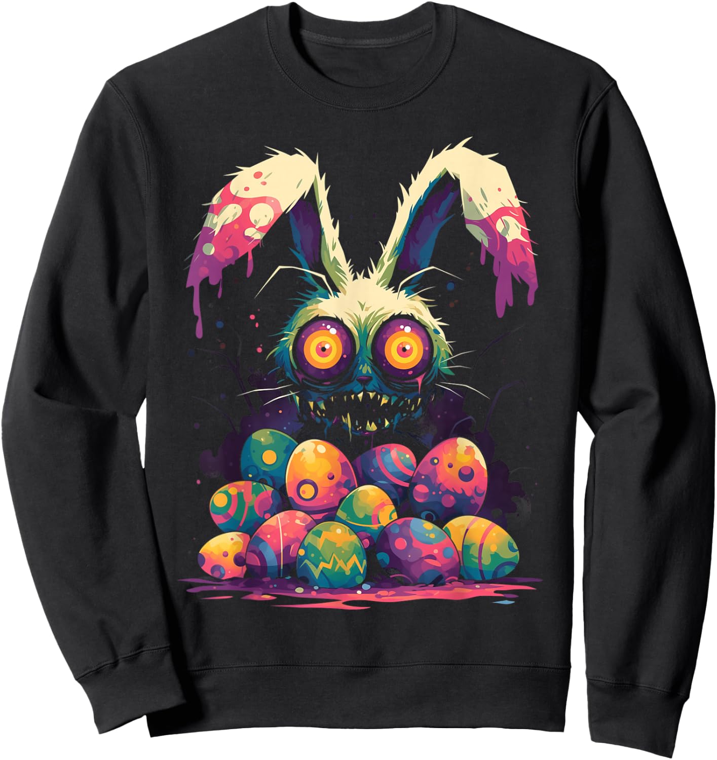 Horror Easter Bunny Egg Hunt Creepy Cute Goth Alt Aesthetic Sweatshirt - Sweatshirt | Black
