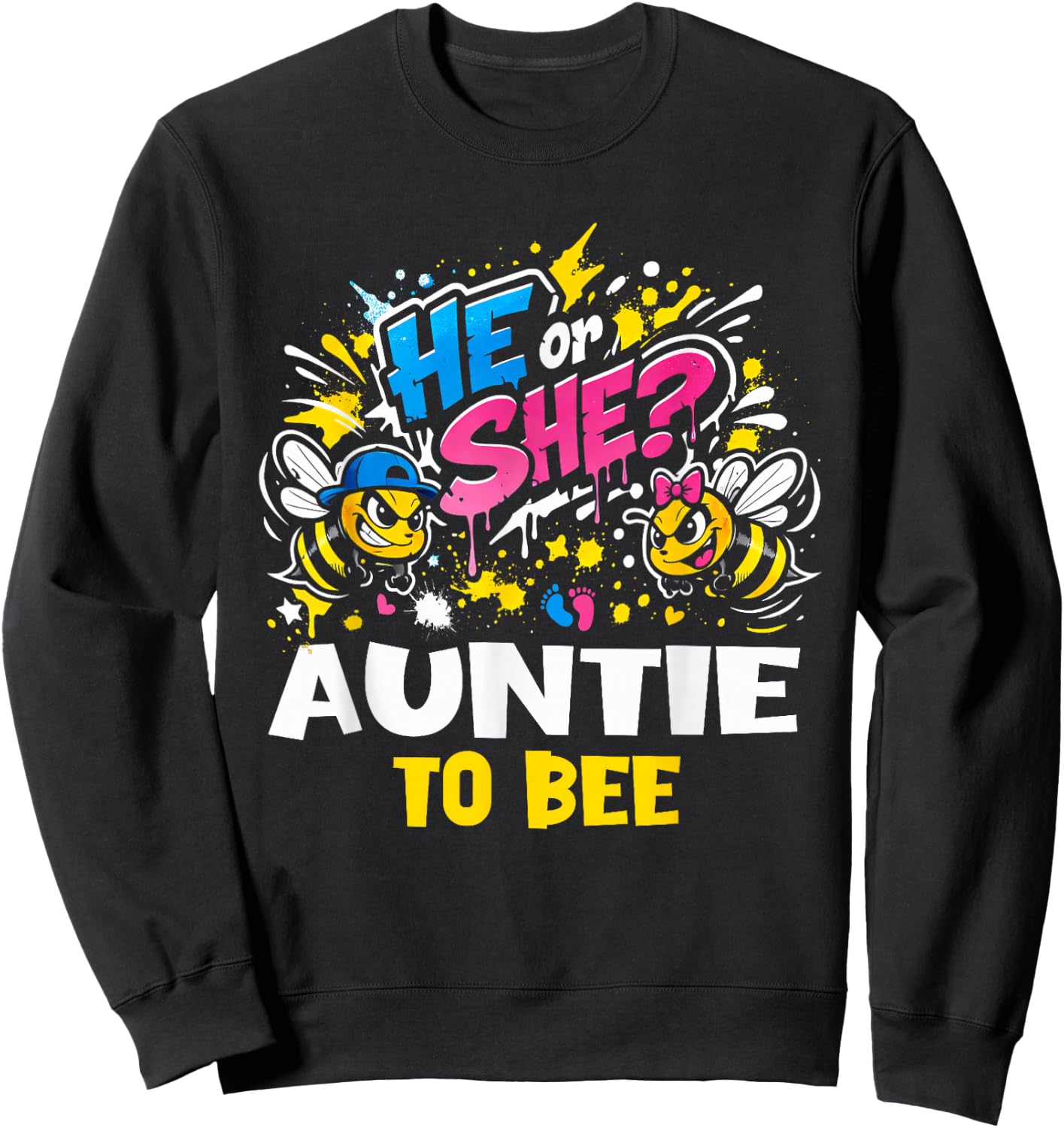 He Or She Auntie to Bee Gender Reveal Baby Sweatshirt - Sweatshirt | Black
