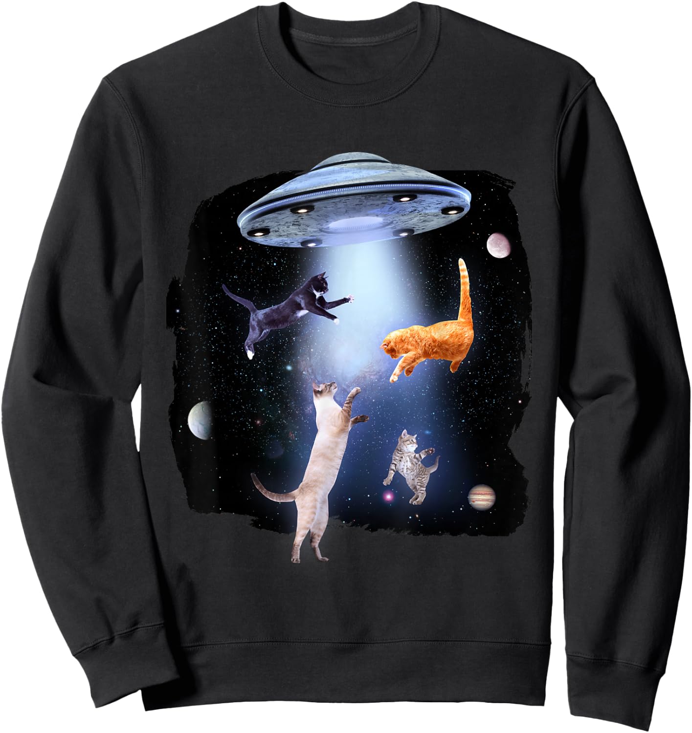 @n!mal Katze Lustig Katzenmotiv Katze Damen, -Erwachsene, Herren Schwarz S Standardlänge Klassische Passform Kurzarm Tierdruck Casual Freizeit Katze Sweatshirt - Sweatshirt | Black