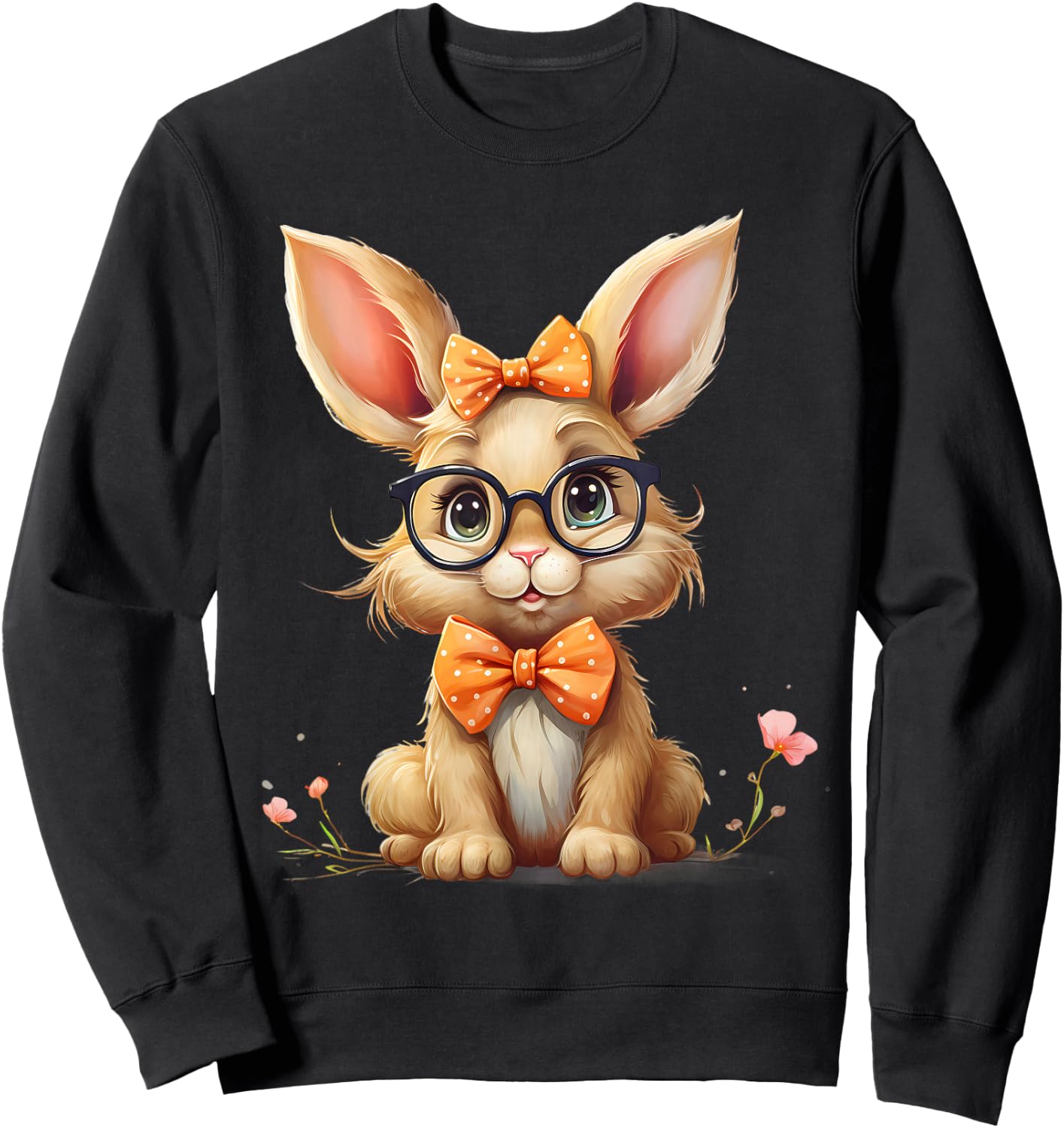 Happy Easter Süßes Hasenmotiv Ostereier mit Hasenmotiv Sweatshirt - Sweatshirt | Black