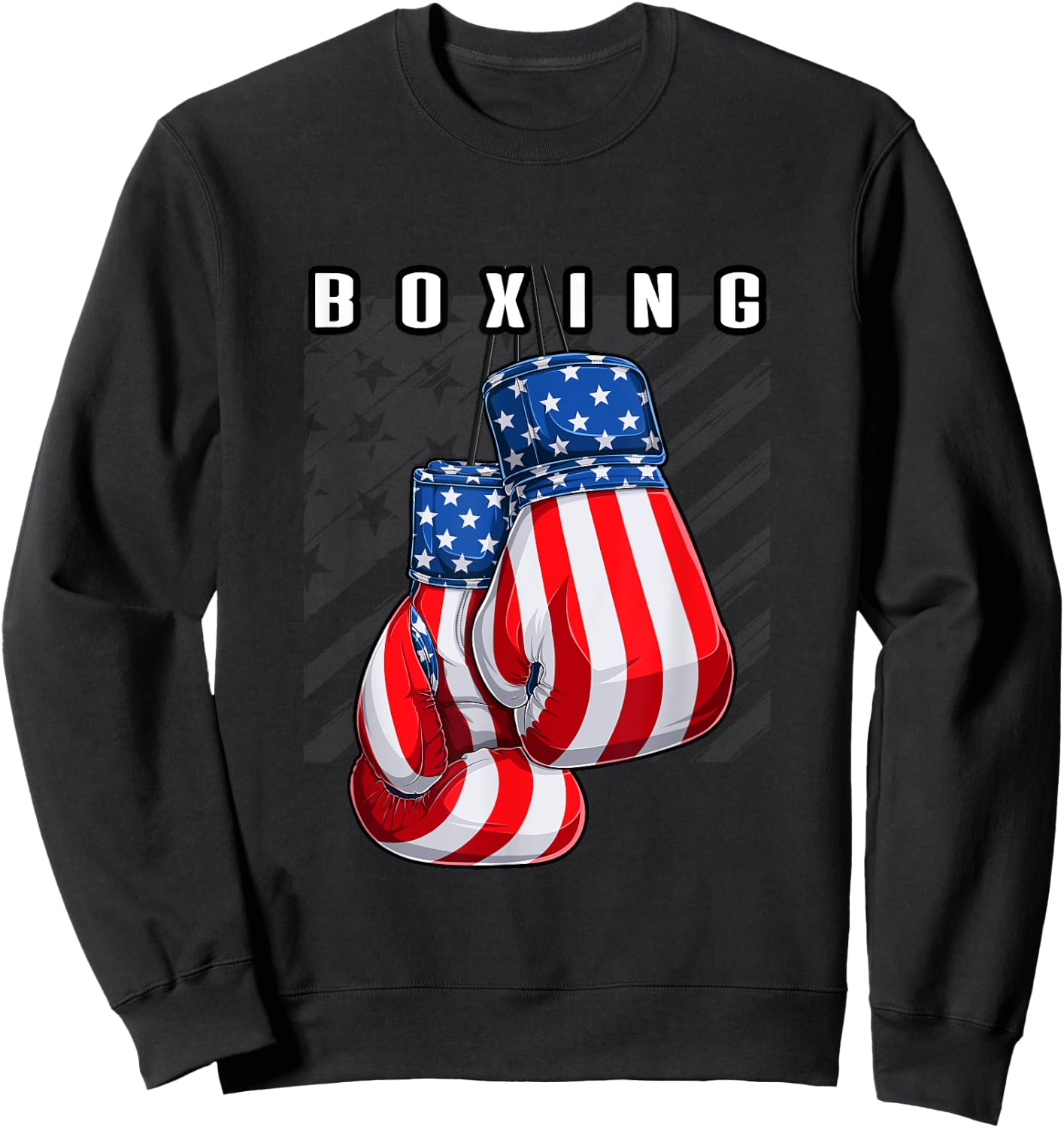 Boxing USA American Flag Boxing Gloves Sweatshirt - Sweatshirt | Black