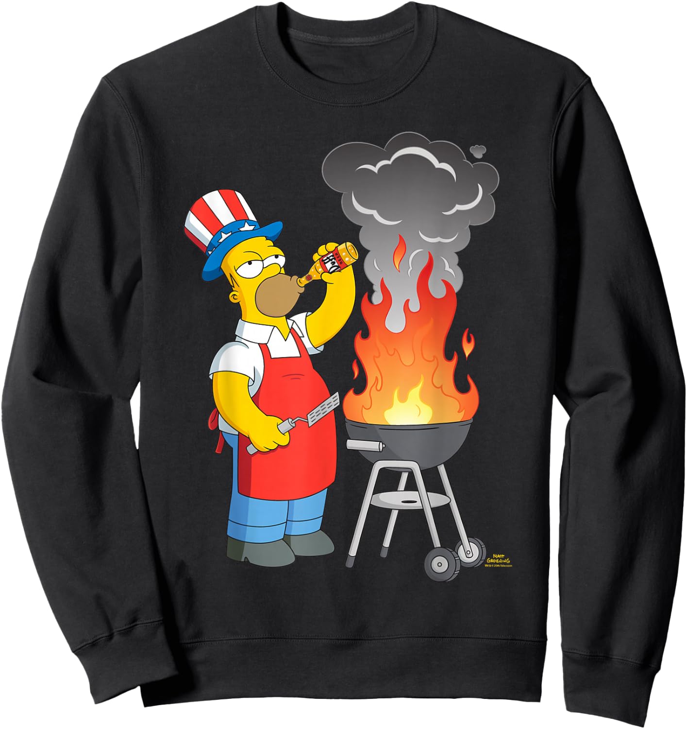 The Simpsons Homer Simpson 4th of July Beer & BBQ Cookout Sweatshirt - Sweatshirt | Black