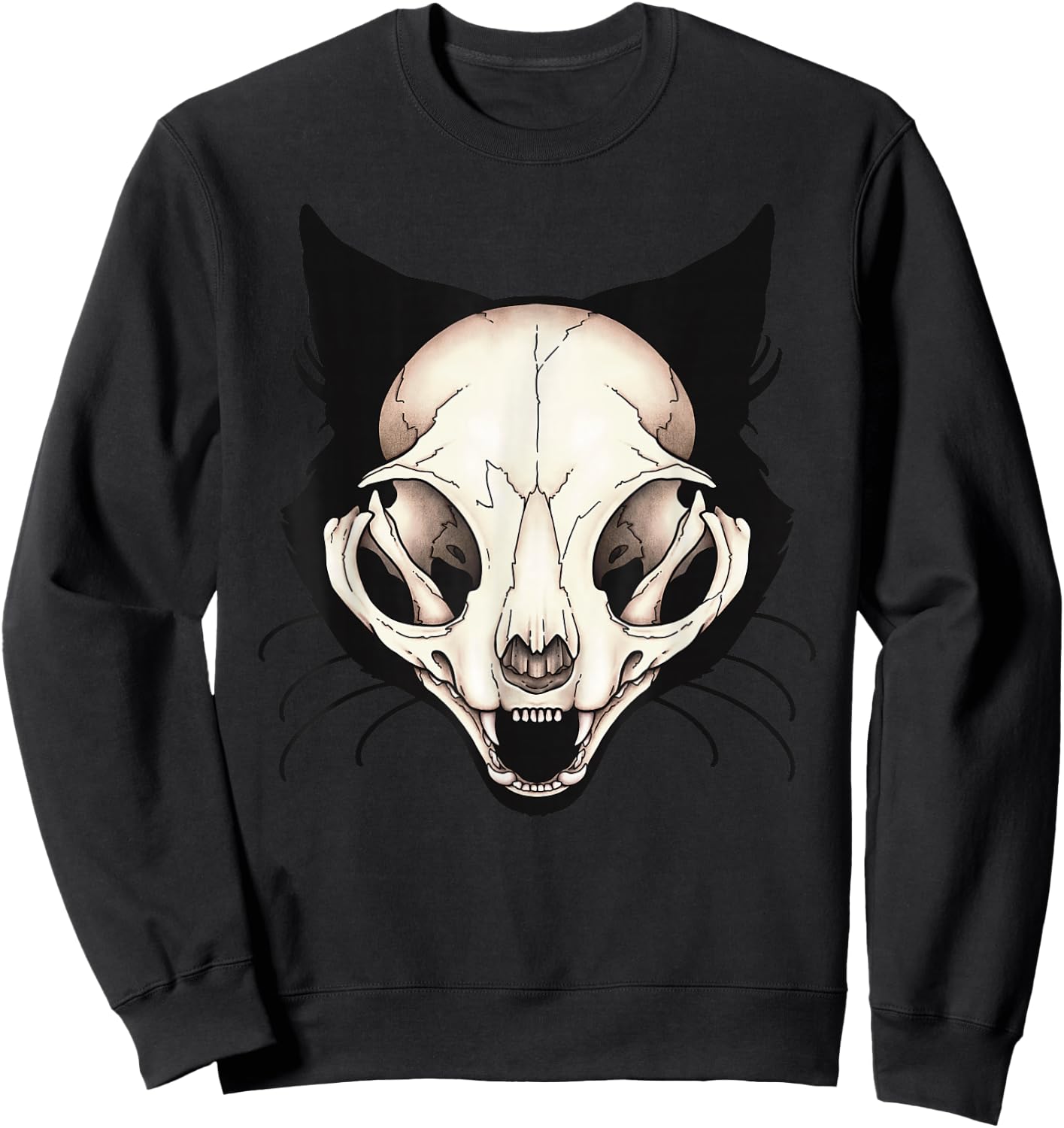 Vulture Culture Black Cat Skull Witchcraft Gothic Occult Sweatshirt - Sweatshirt | Black
