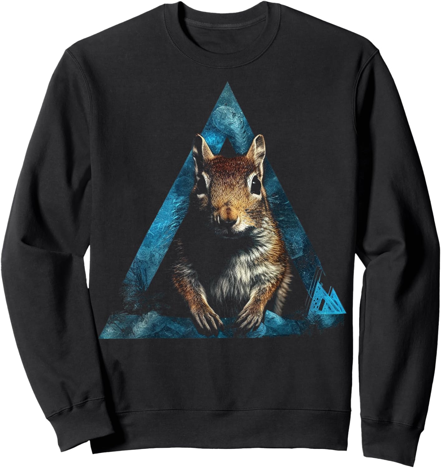 Squirrel Polygon Geometric Animal Squirrel Sweatshirt - Sweatshirt | Black