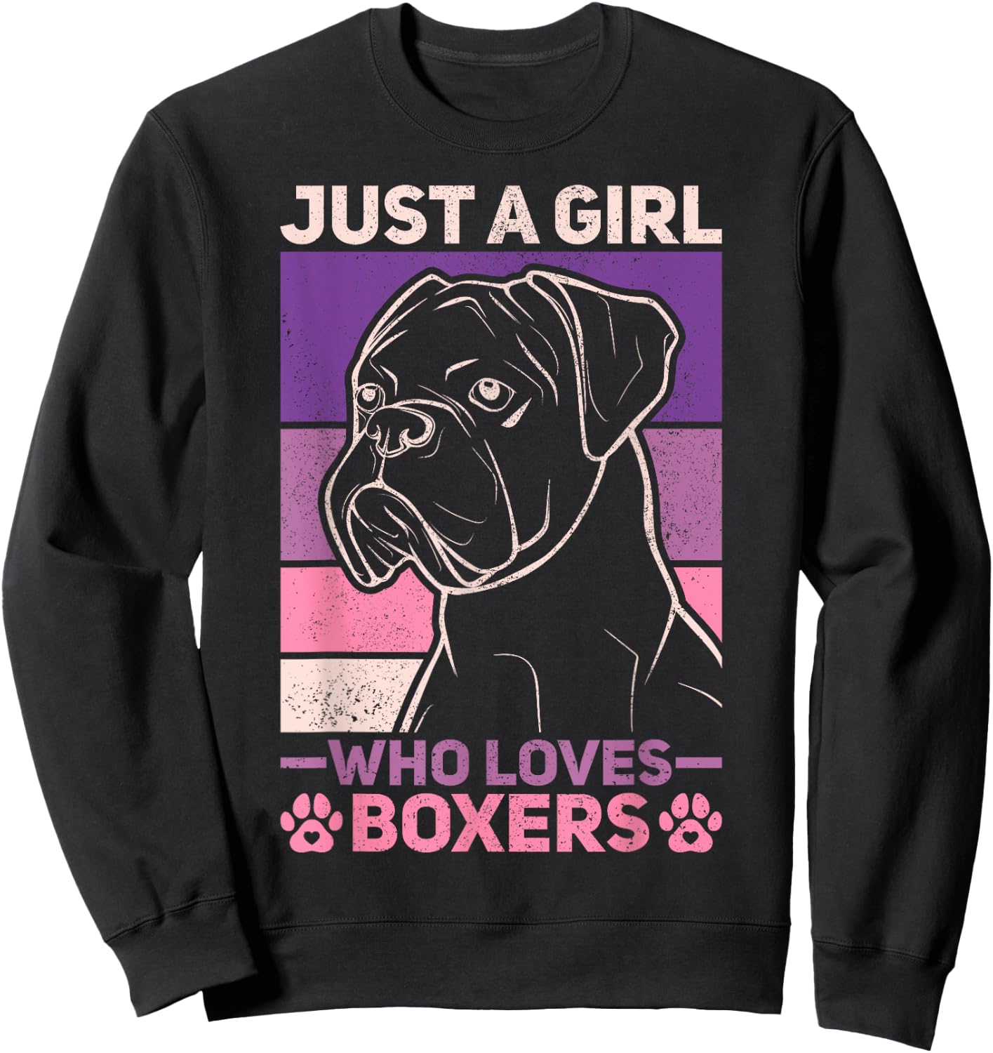 Dog Lover Owner Animal Vintage Just A Girl Who Loves Boxers Sweatshirt - Sweatshirt | Black