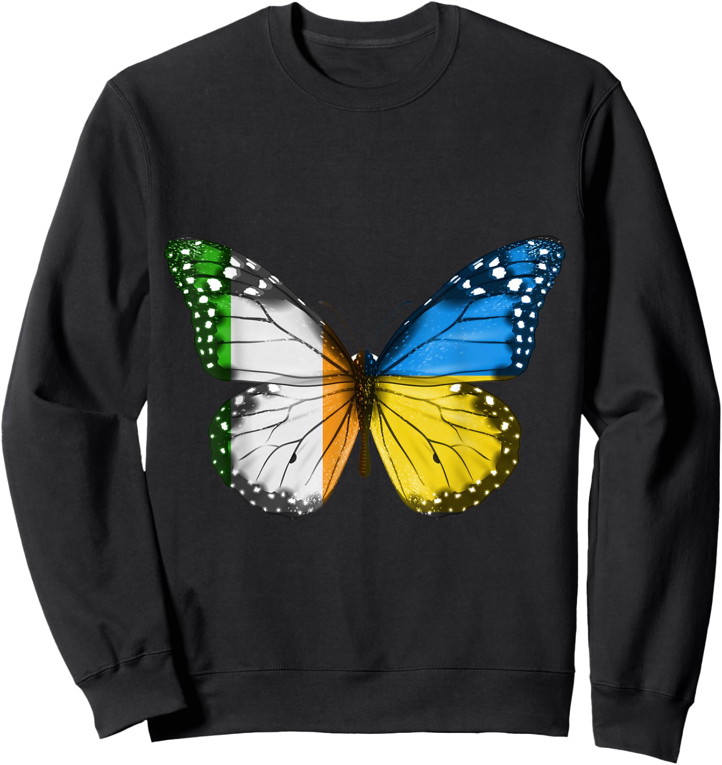Irish Ukrainian Flag Butterfly Ireland Ukraine Sweatshirt - Sweatshirt | Black