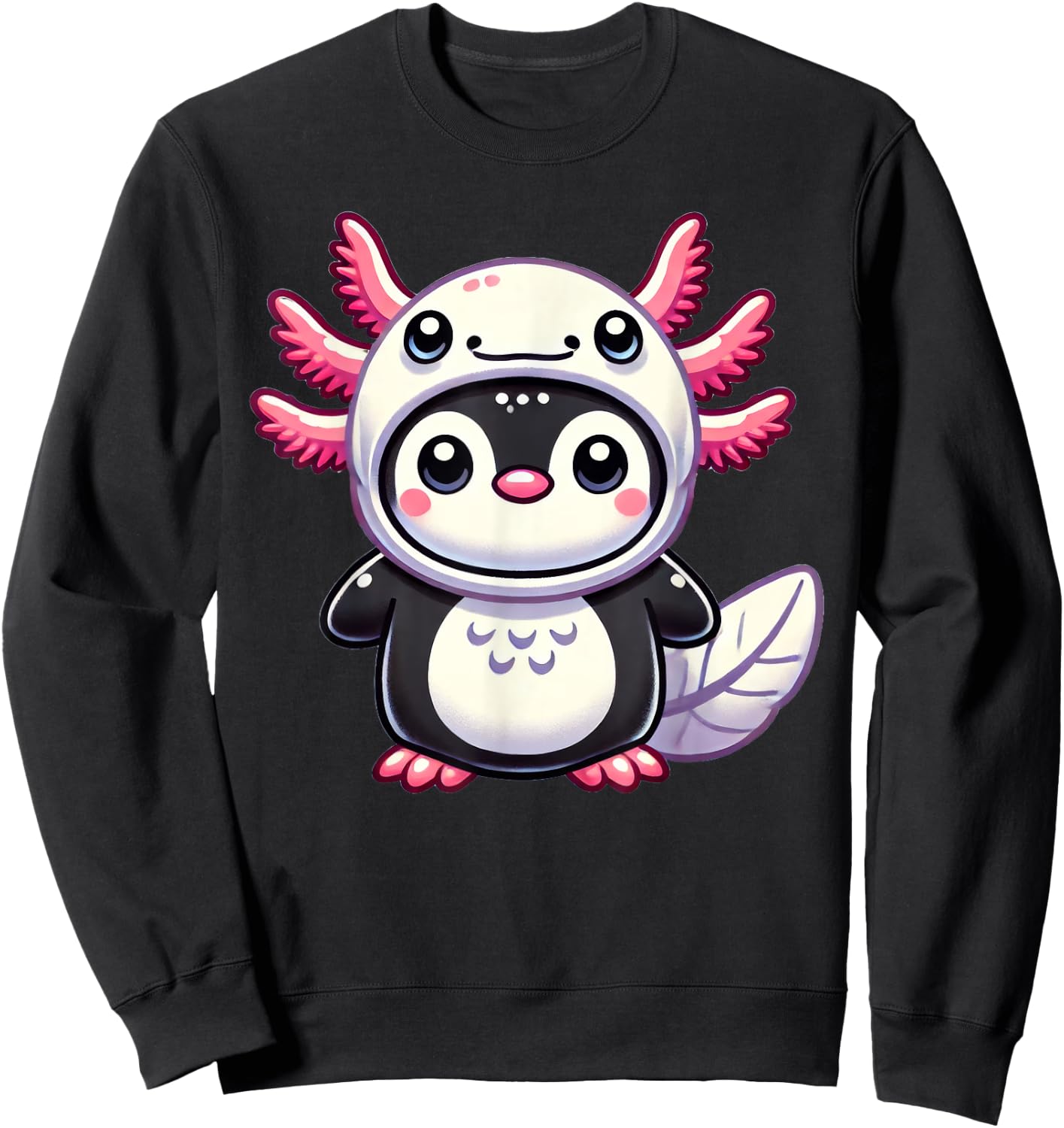 Kawaii Penguin Axolotl Costume Sweatshirt - Sweatshirt | Black