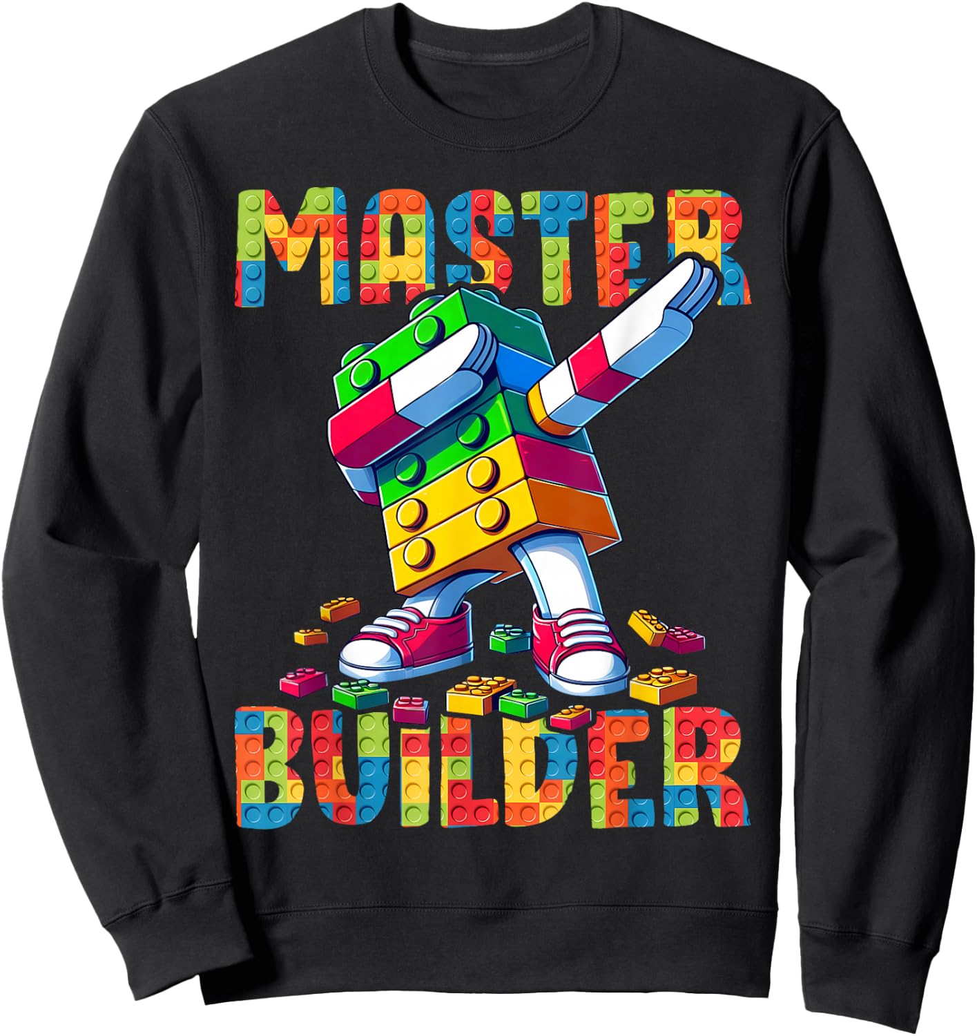 Master Builder Dabbing Blocks Bricks Building Kids Boys Fun Sweatshirt - Sweatshirt | Black