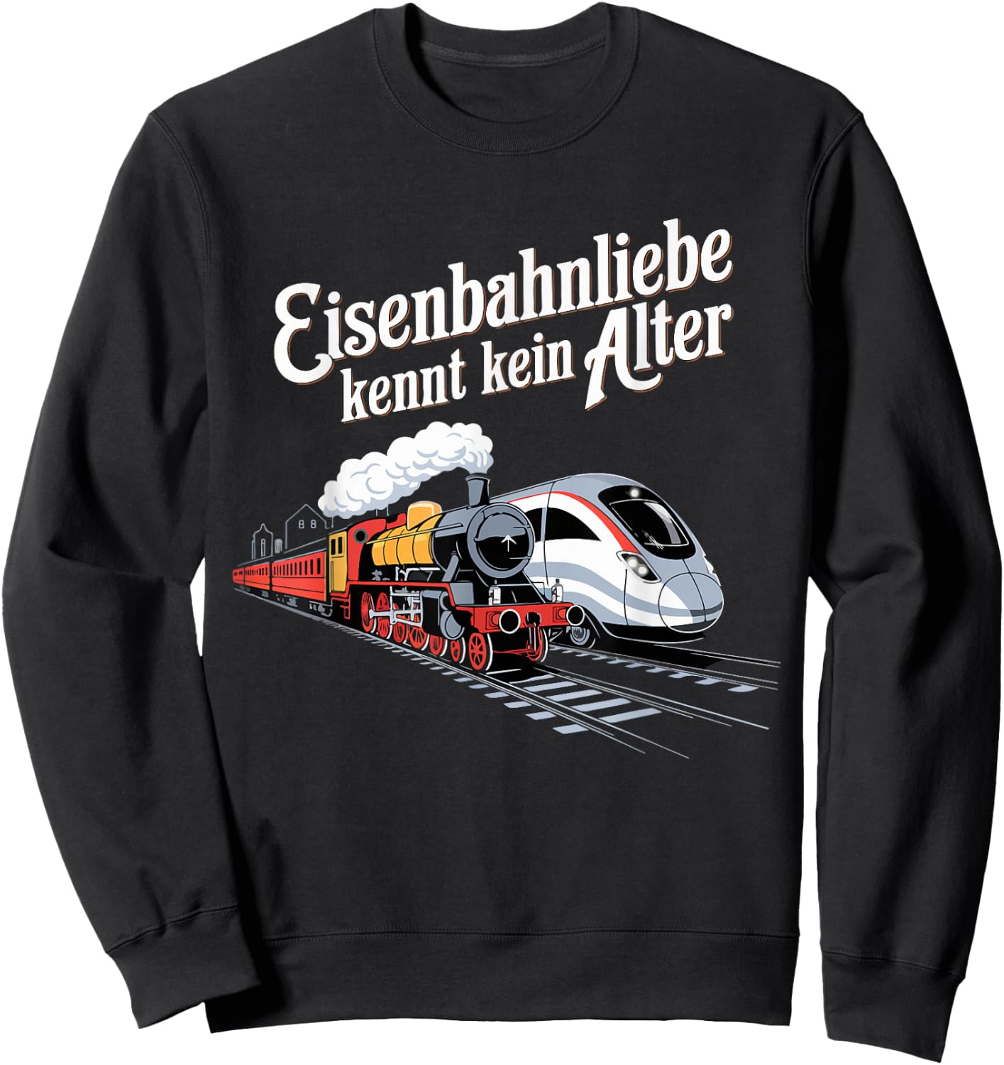 Model Railway Saying "Eisenbahn Liebe Damplok Modellbau , black Sweatshirt - Sweatshirt | Black