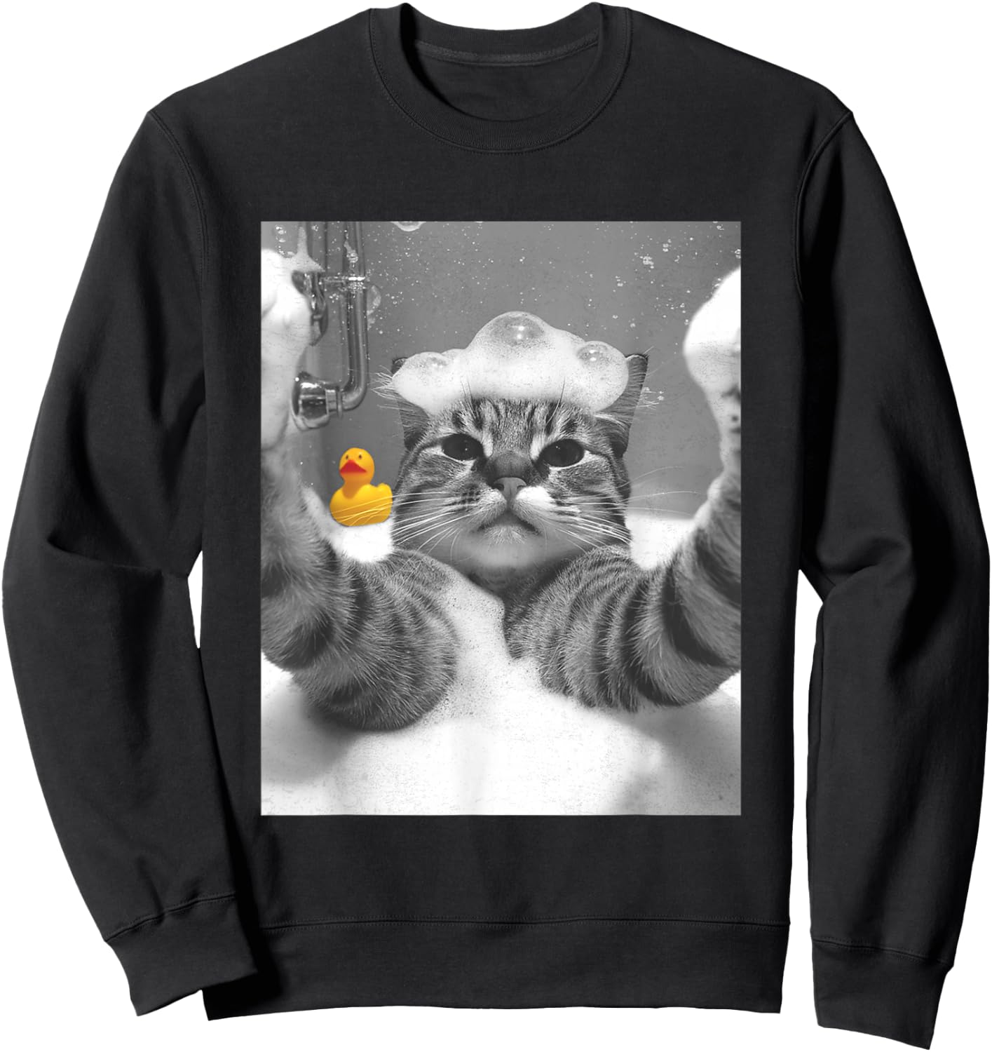 Lustige Katzen Meme Shirts & Zubehör Katze in Badewanne Selfie Schwarz Erwachsene Klein EU 40-50 Sweatshirt - Sweatshirt | Black