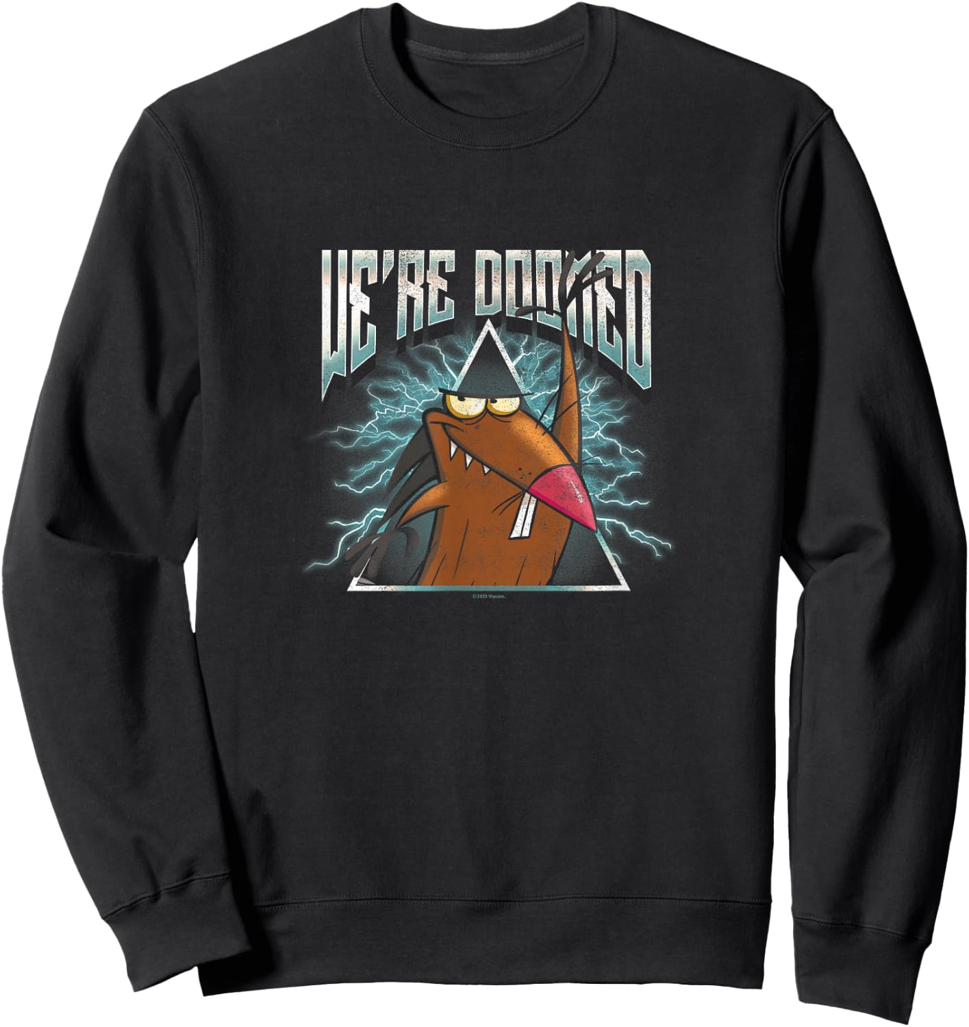 Angry Beavers Daggett We're Doomed Lightning Metal Badge Sweatshirt - Sweatshirt | Black