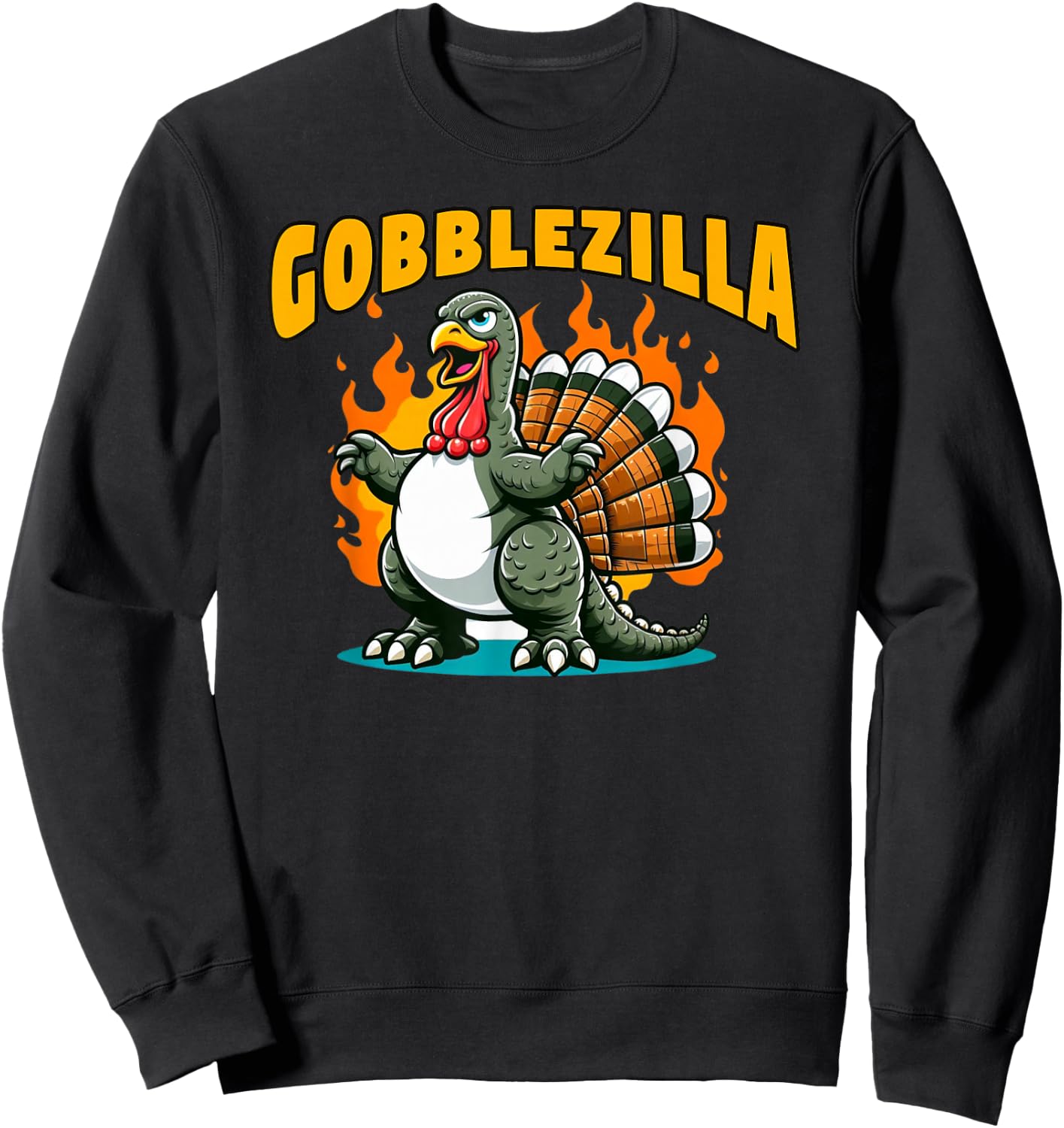 Turkey Thanksgiving Day Gobblezilla Sweatshirt - Sweatshirt | Black