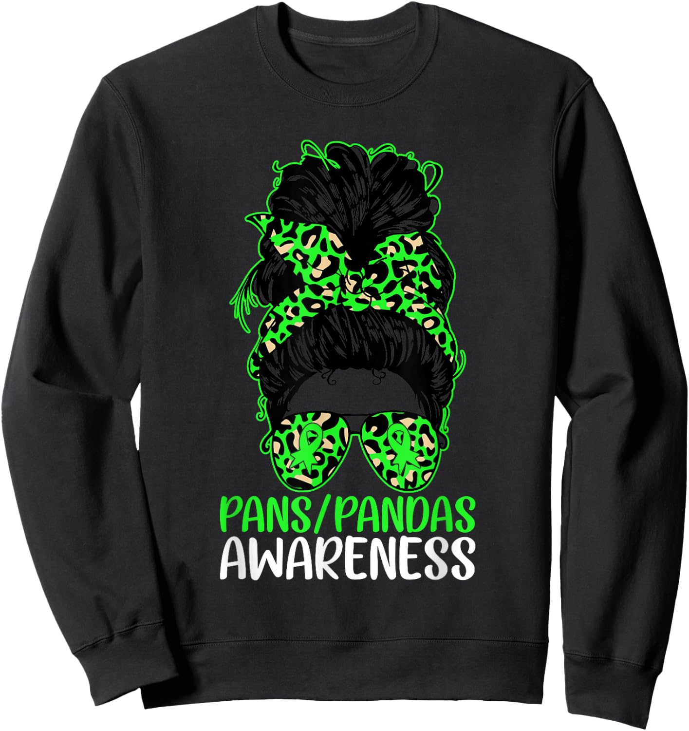 PANS-PANDAS Awareness Messy Bun PANS-PANDAS Awareness Sweatshirt - Sweatshirt | Black