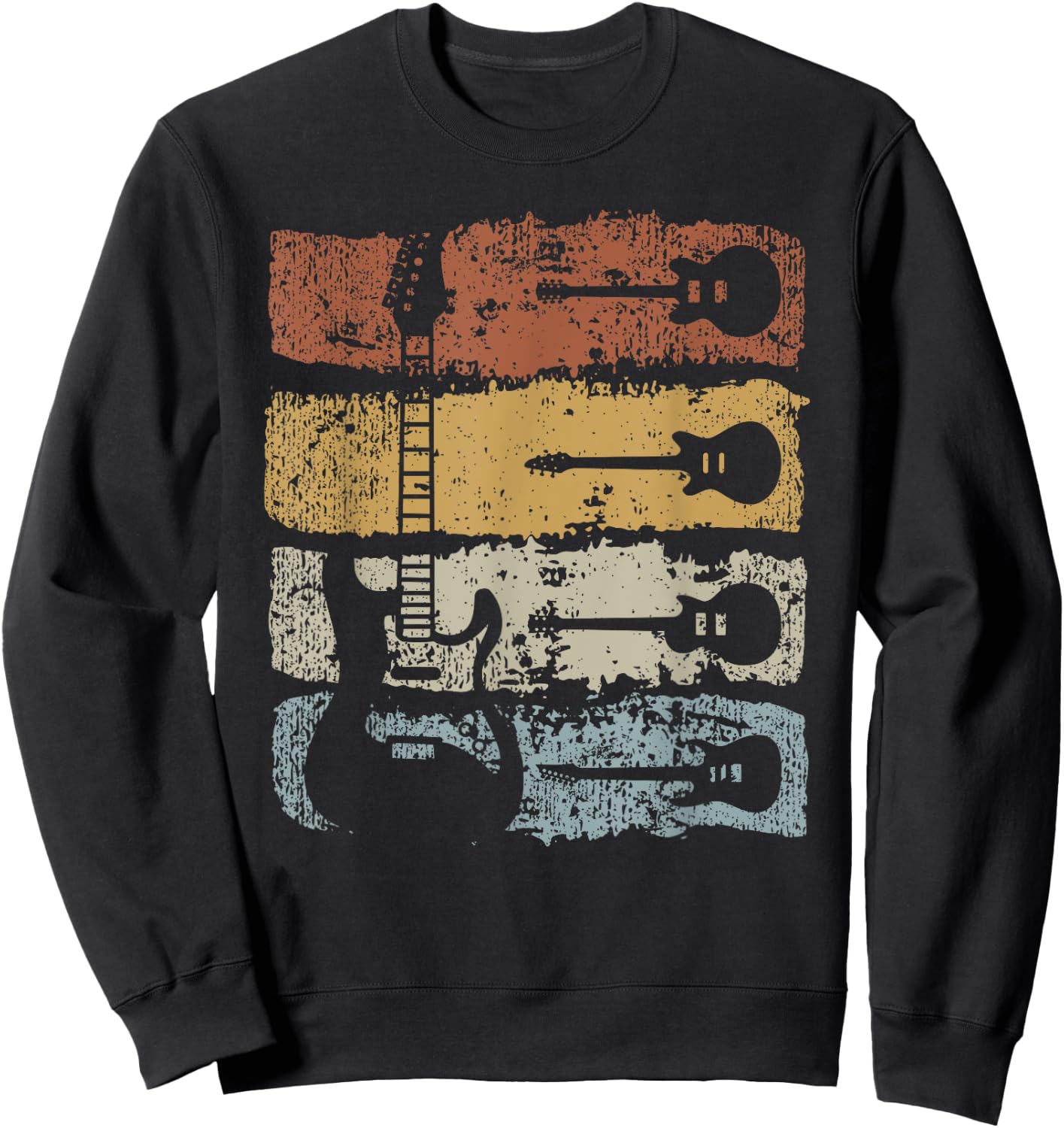 Guitar Player Rock Music Retro Guitar , black Sweatshirt - Sweatshirt | Black
