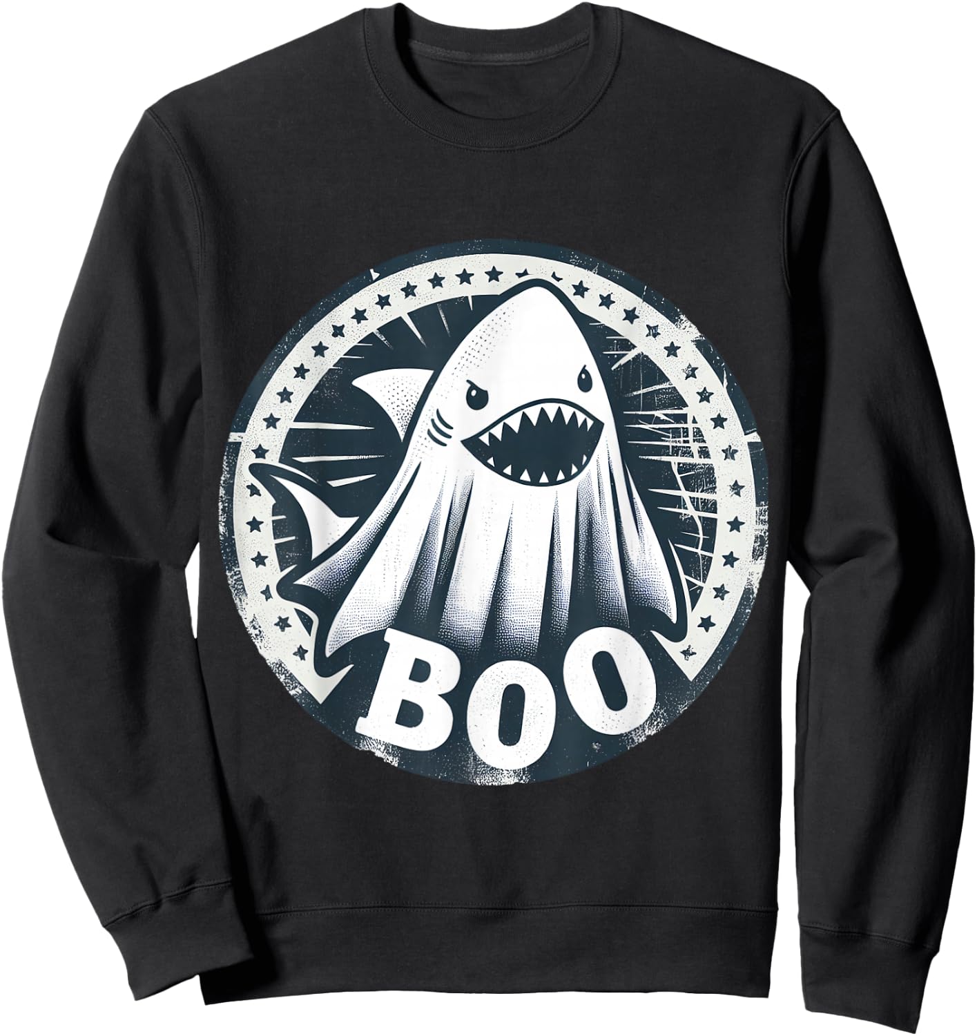Boo Ghost Shark Funny Halloween Costume Sweatshirt - Sweatshirt | Black