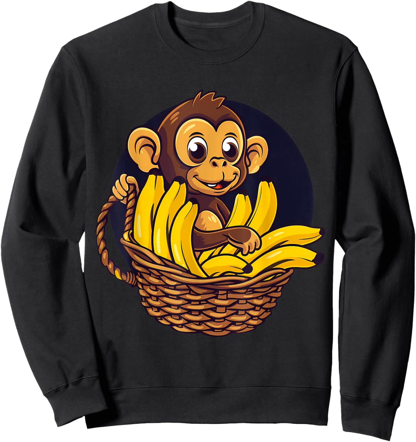 Banana Monkey Cute Monkey Drawing Bananas Fruit Artwork Sweatshirt - Sweatshirt | Black