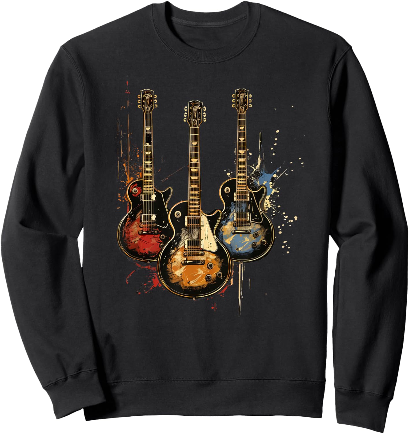 Vintage 3 Guitar Spray Paint Design Sweatshirt - Sweatshirt | Black