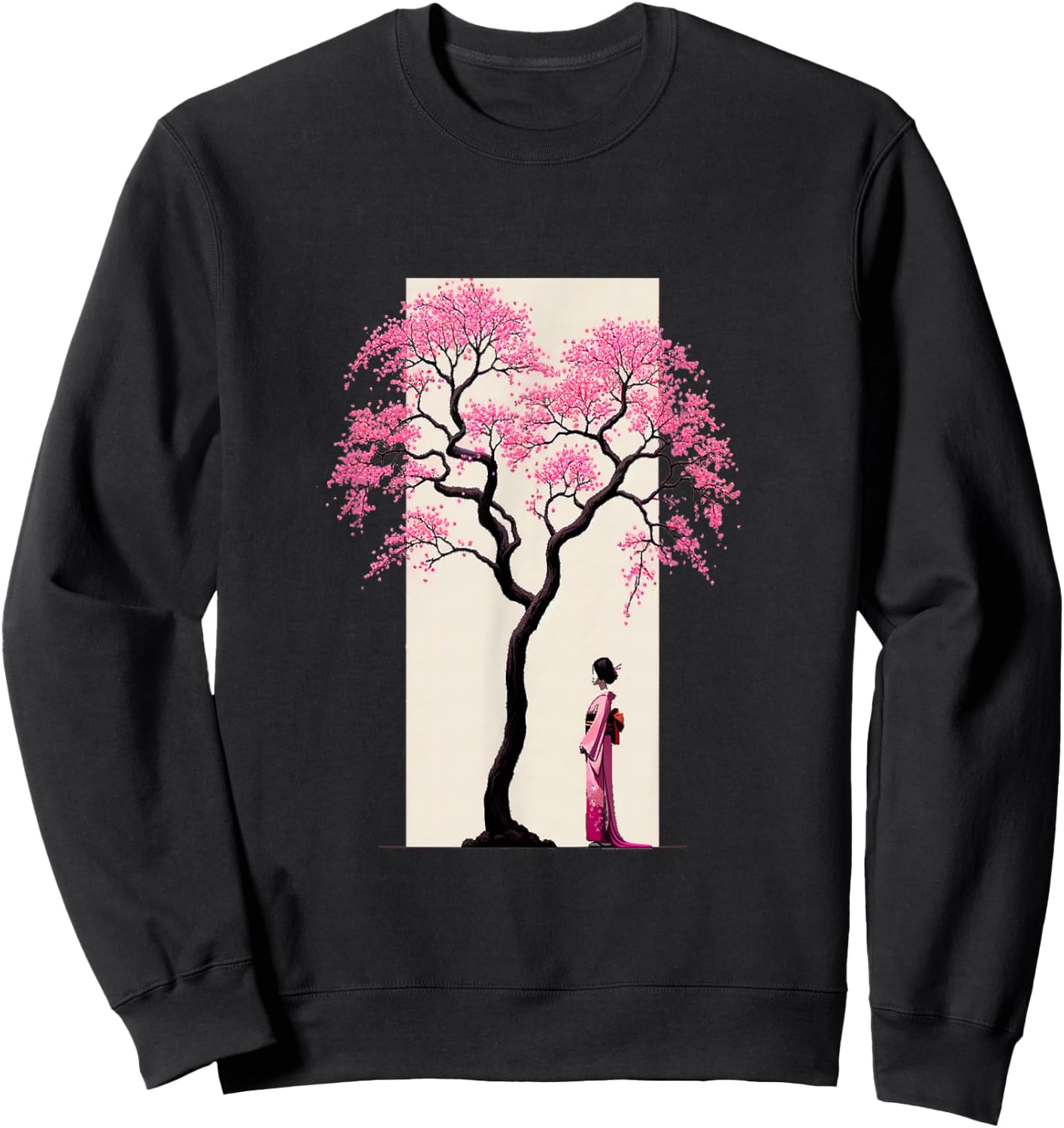 Vintage Japanese Cherry Blossom Shape Sweater , Black, S Sweatshirt - Sweatshirt | Black