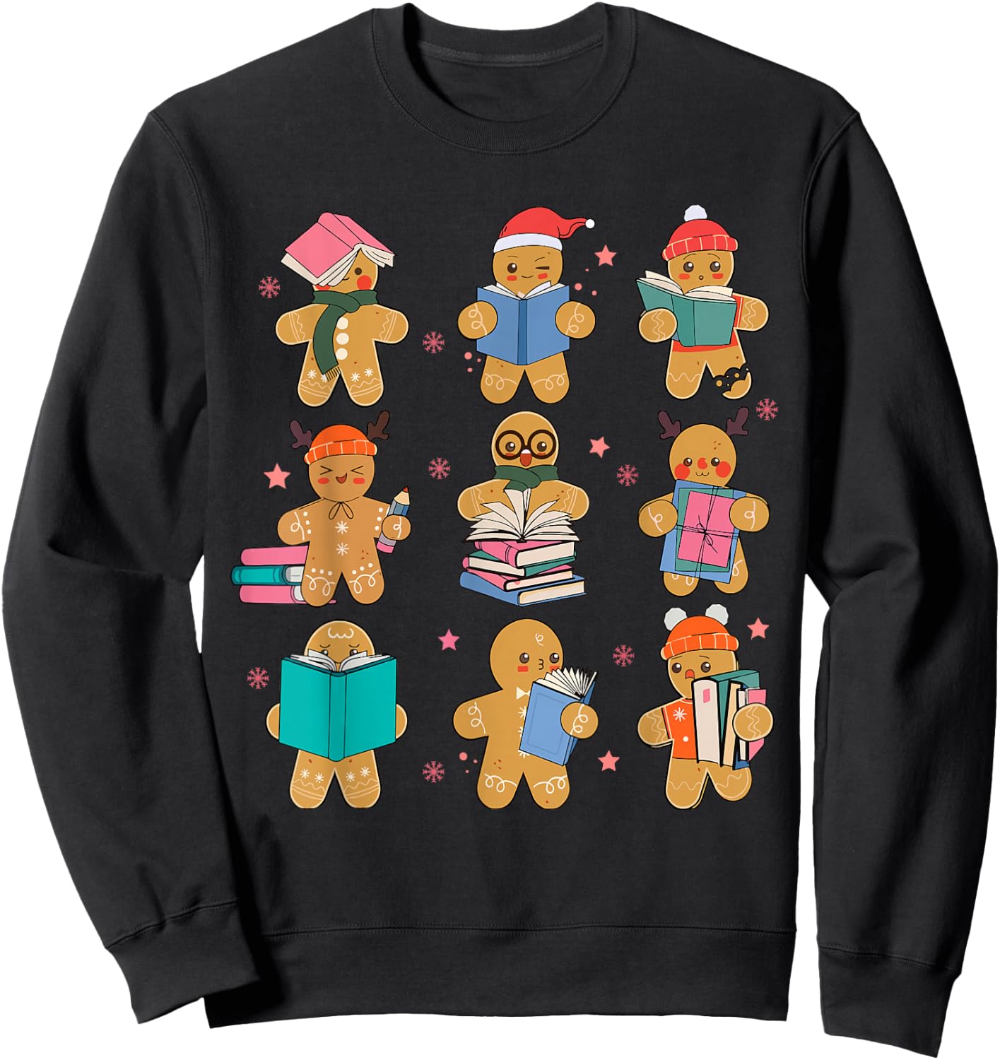 Gingerbreads Christmas Teacher Team Gingerbread Book Reading Sweatshirt - Sweatshirt | Black