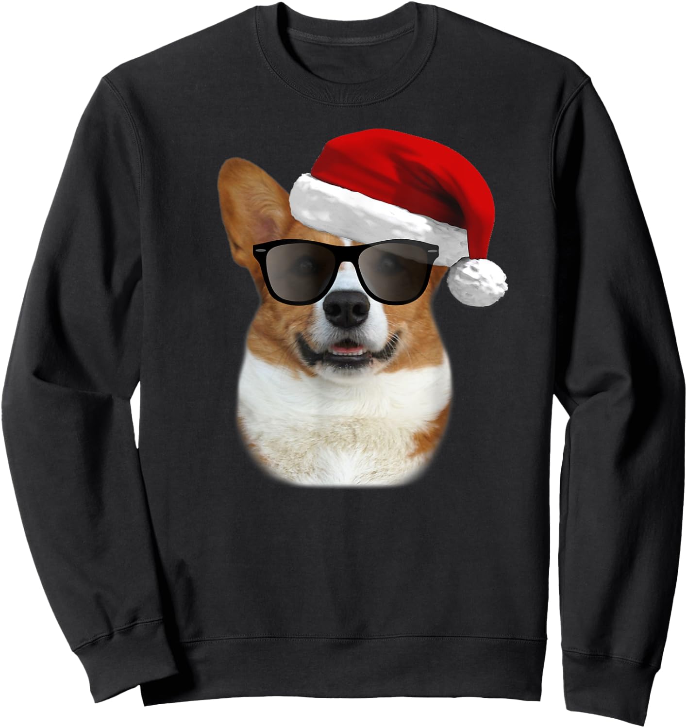 Corgi Christmas Shirt , Men & Kids - Corgi Santa Sweatshirt - Sweatshirt | Black