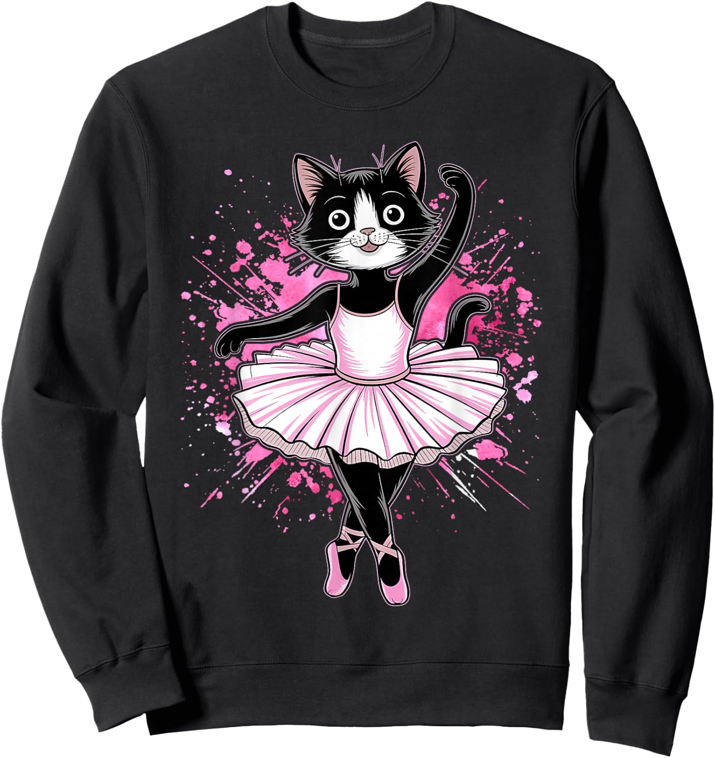 Rahmonty Designs Ballet Cat Lover Dance Recital Funny Black Sweatshirt - Sweatshirt | Black