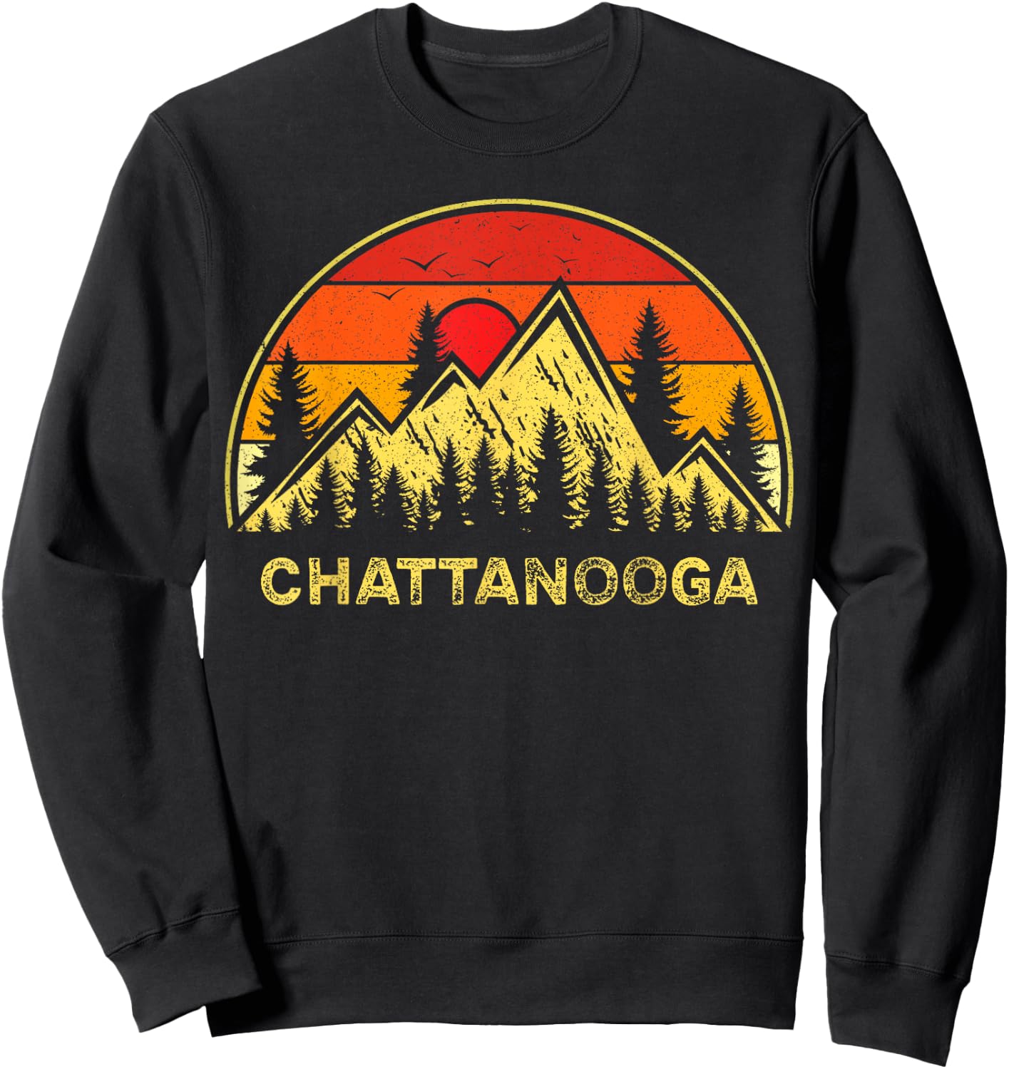 Chattanooga Tennessee Souvenirs Apparel Co. Vintage Tennessee Hiking Mountains - Blue, -Adult, Short Sleeve, Classic Fit, Small Sweatshirt - Sweatshirt | Black