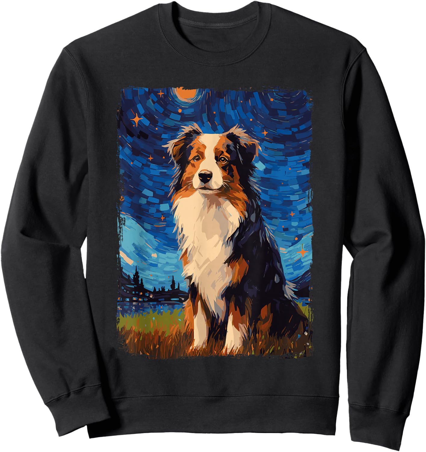 Australian Shepherd Starry Night Aussie Sweatshirt - Sweatshirt | Black