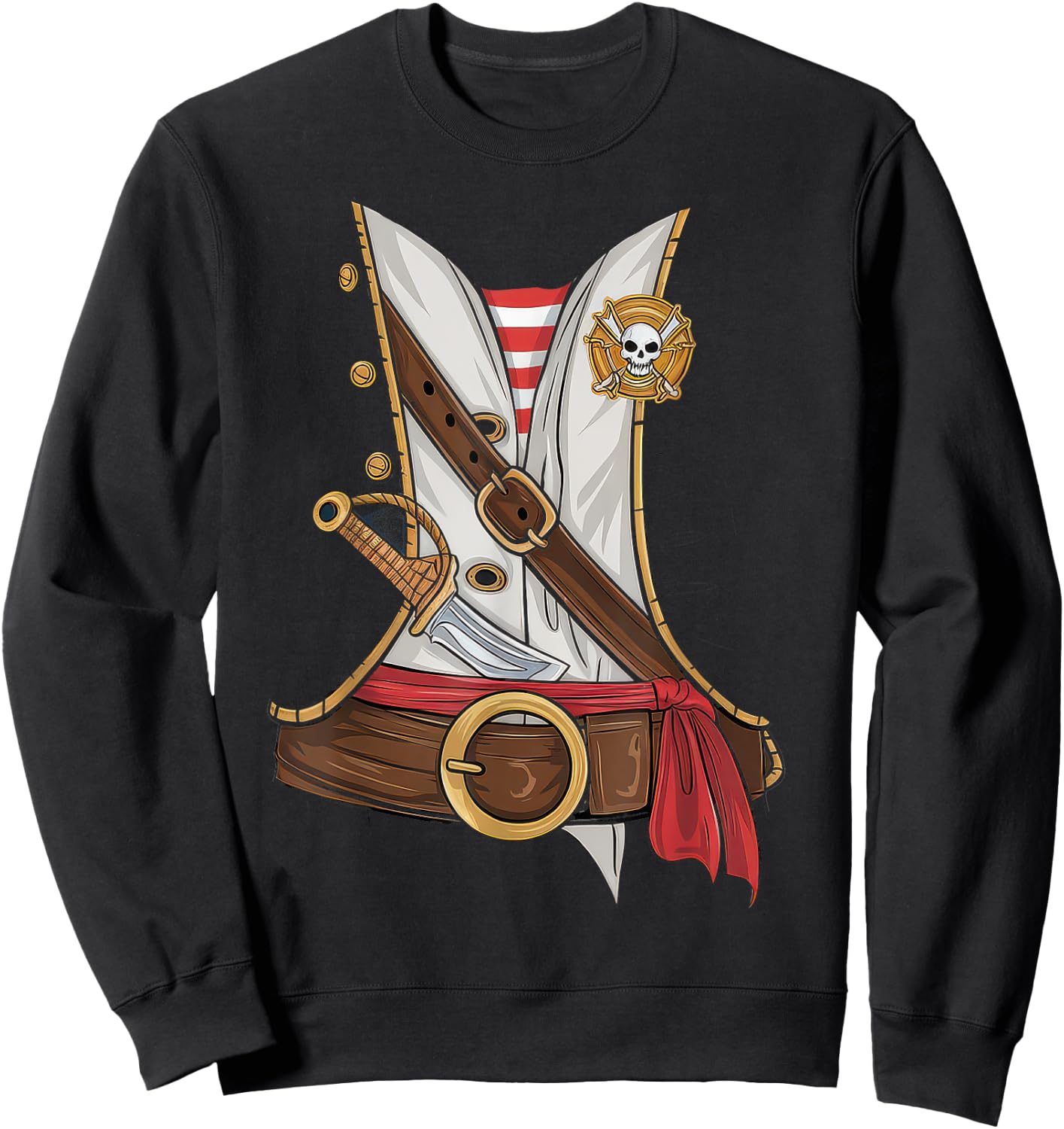 Pirate Costume Kids Sailor Captain Ahoy Shirt, Black, S Sweatshirt - Sweatshirt | Black