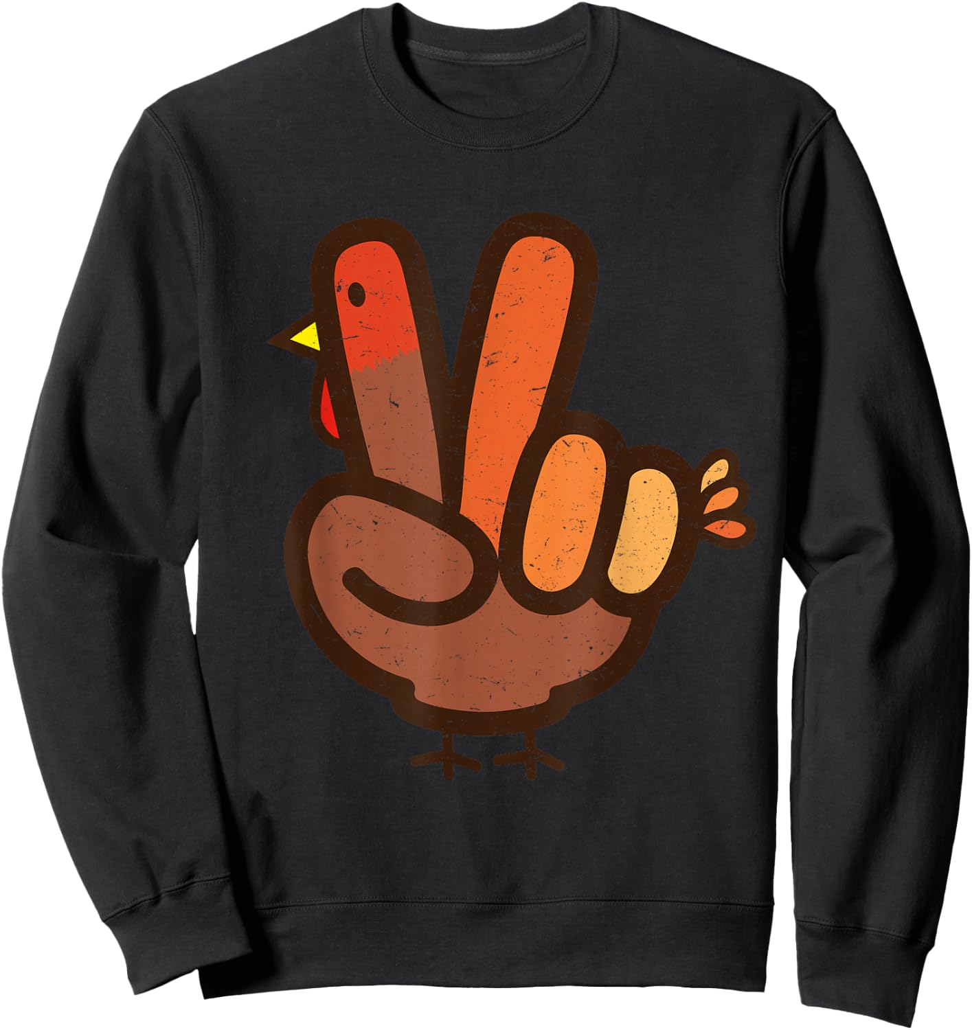 Peace Sign No Turkey Hand Kids Teens Family Thanksgiving Sweatshirt - Sweatshirt | Black