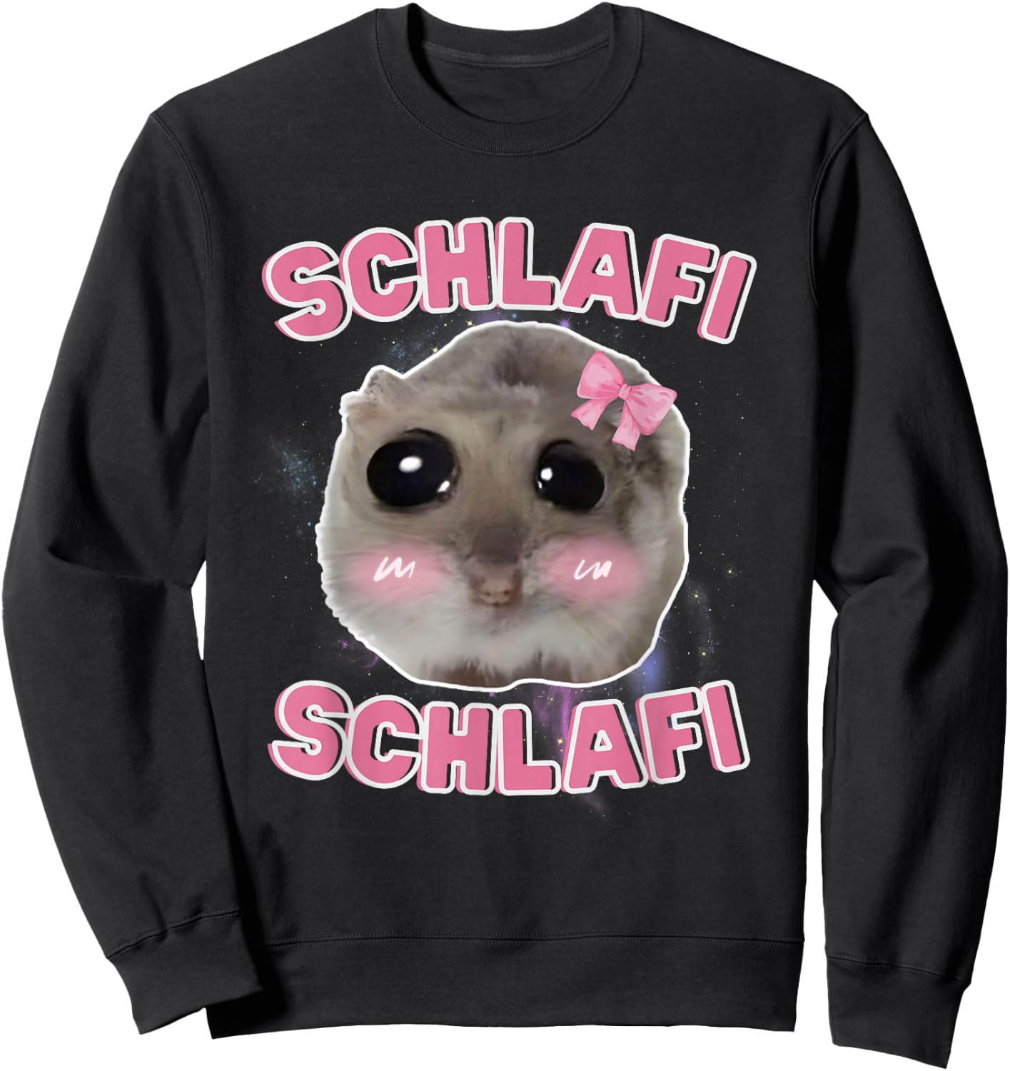 Schlafi Schlafi Funny Hamster Hamster Hamstie Meme Sleep , black Sweatshirt - Sweatshirt | Black