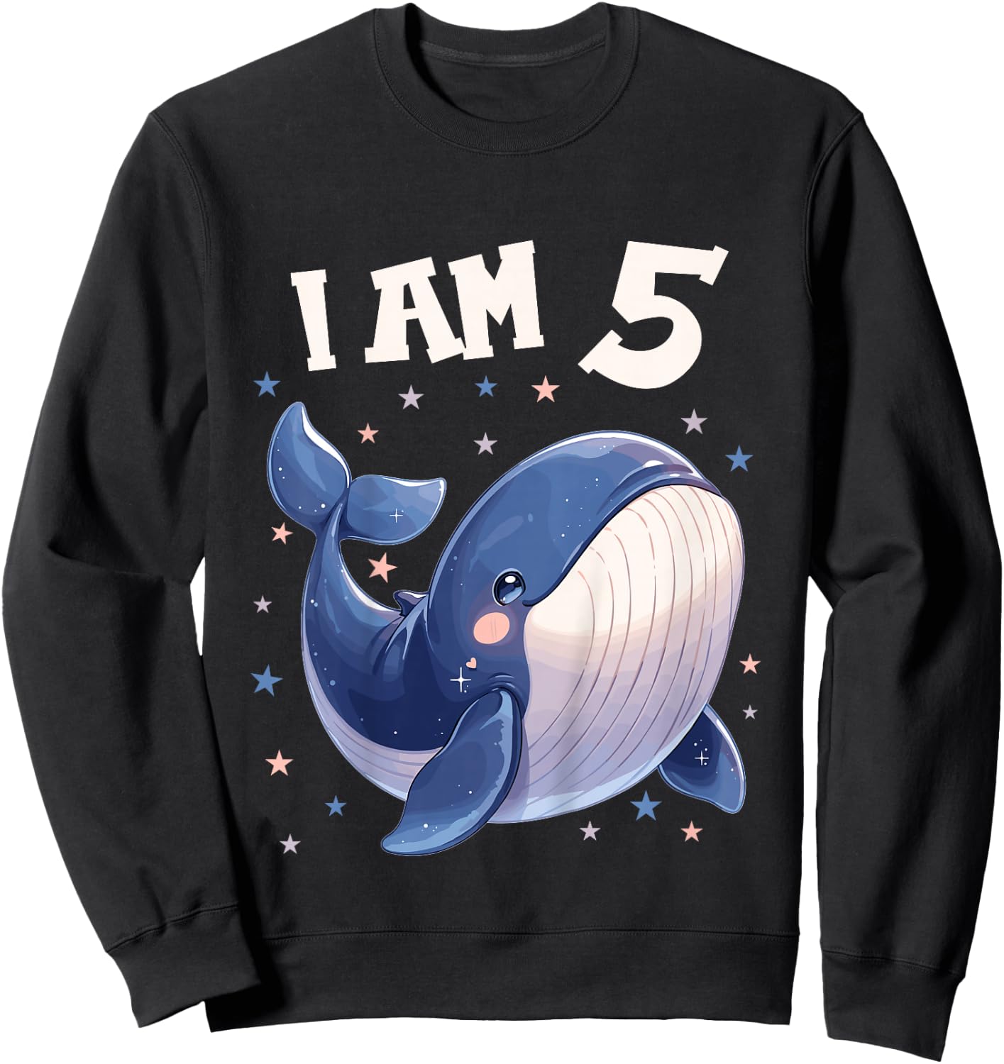 5 Years old 5 birthday Blue Whales Boy Girl Blue Whale Sweatshirt - Sweatshirt | Black