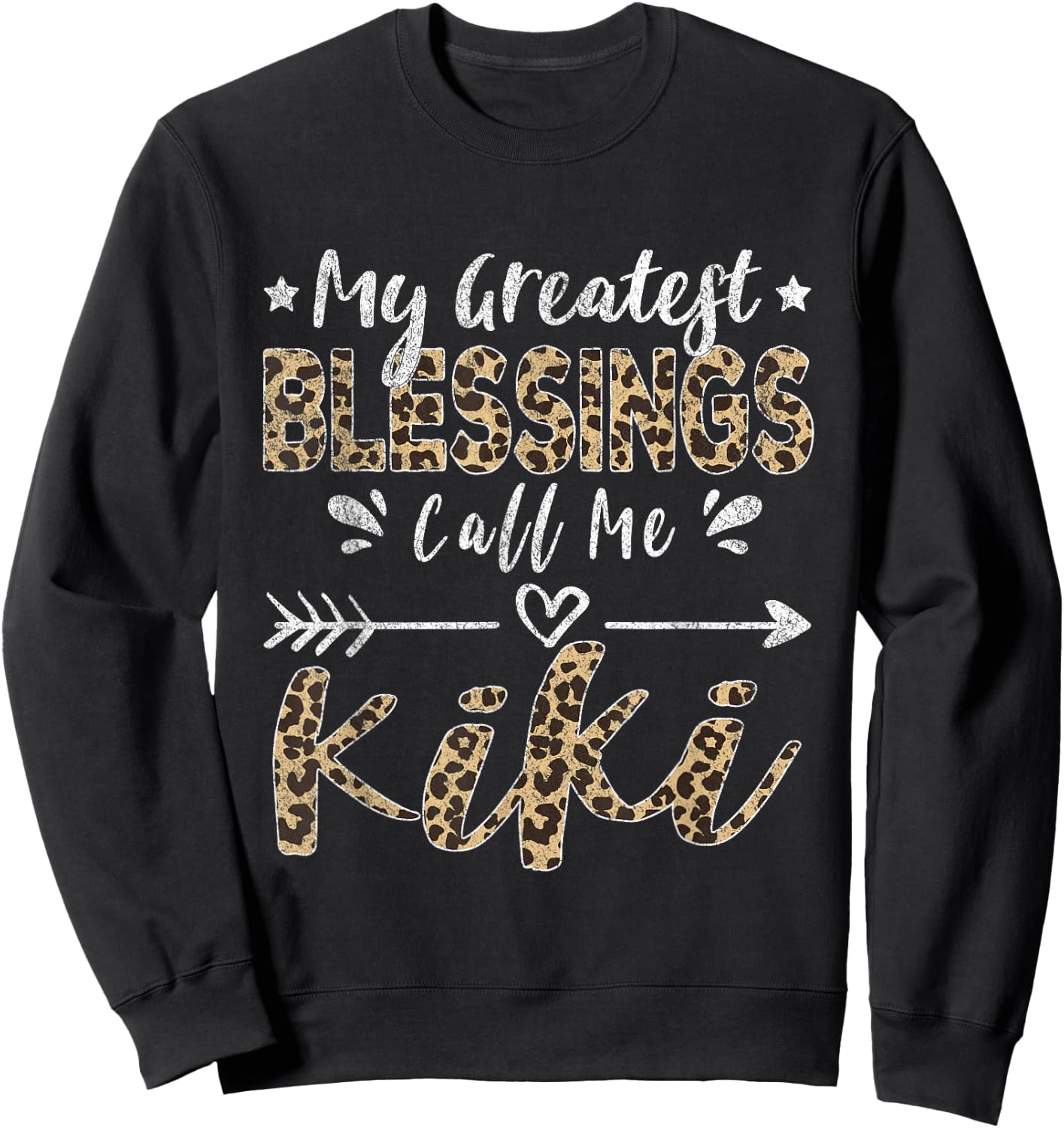 My Greatest Blessings Call Me Kiki Leopard Sweatshirt - Sweatshirt | Black